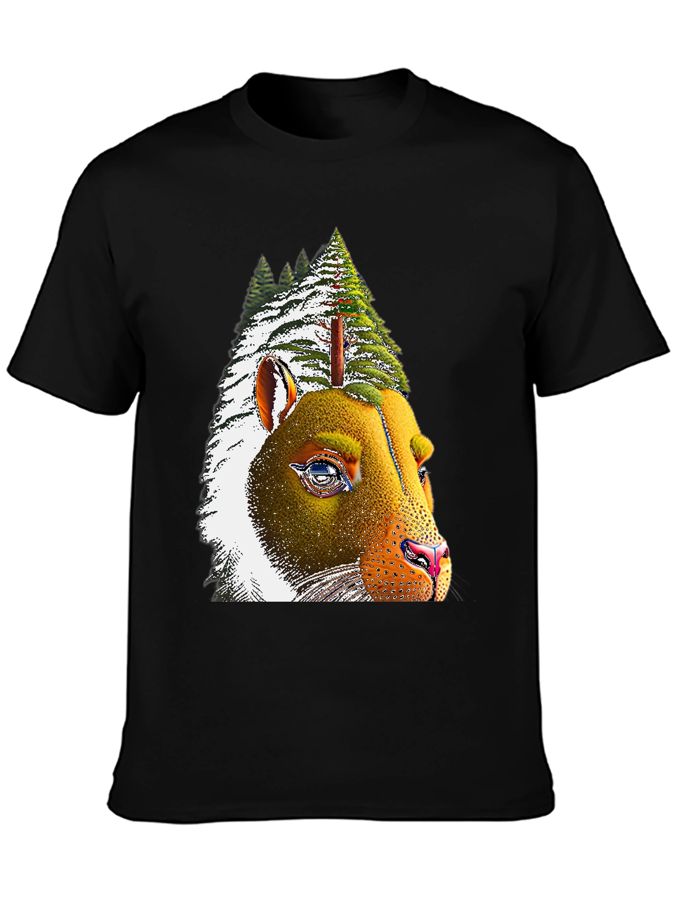 Black Pine Tree Bear T-Shirt - Unique Graphic Tee view 3