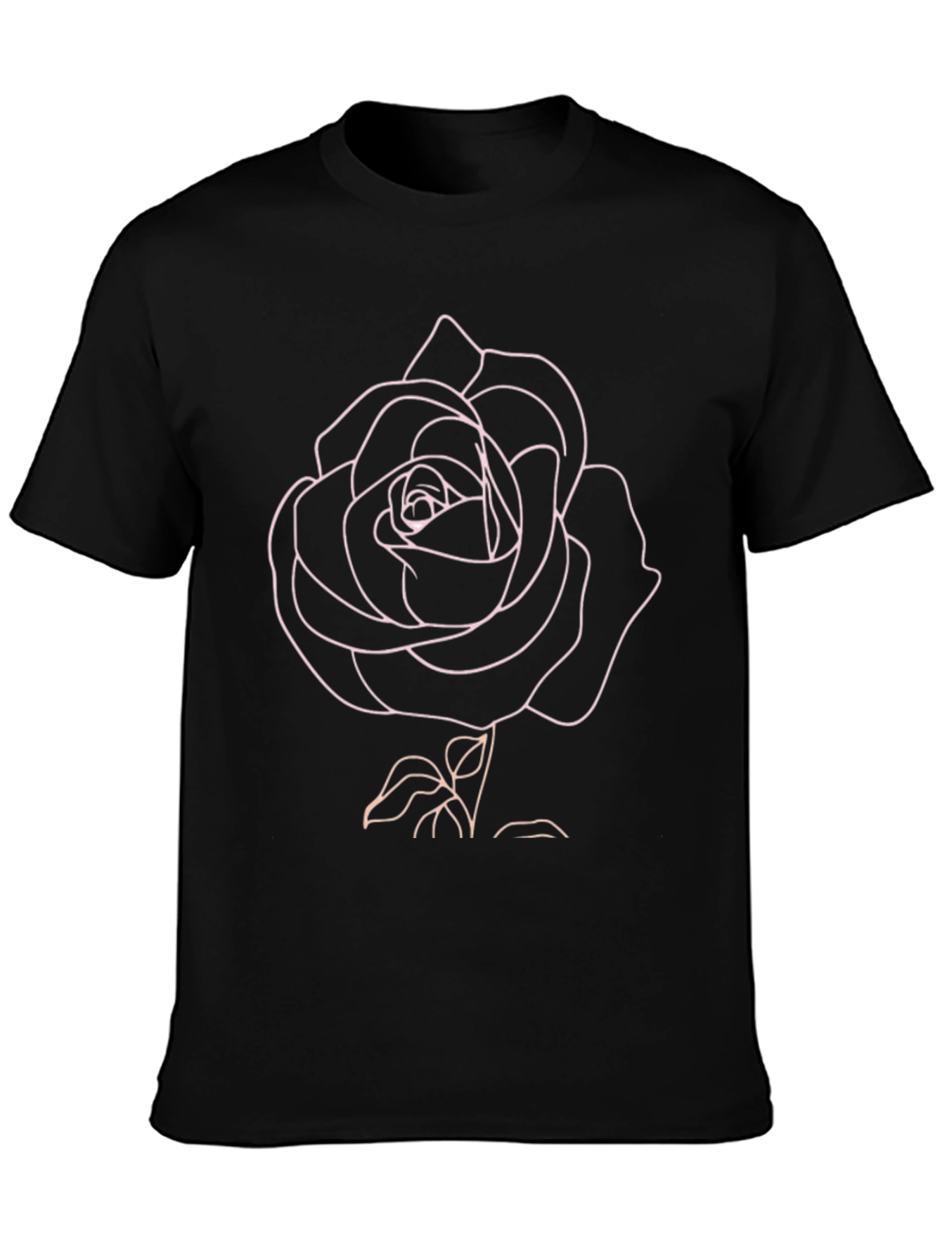 Black Rose Outline Graphic Black T-Shirt view 3