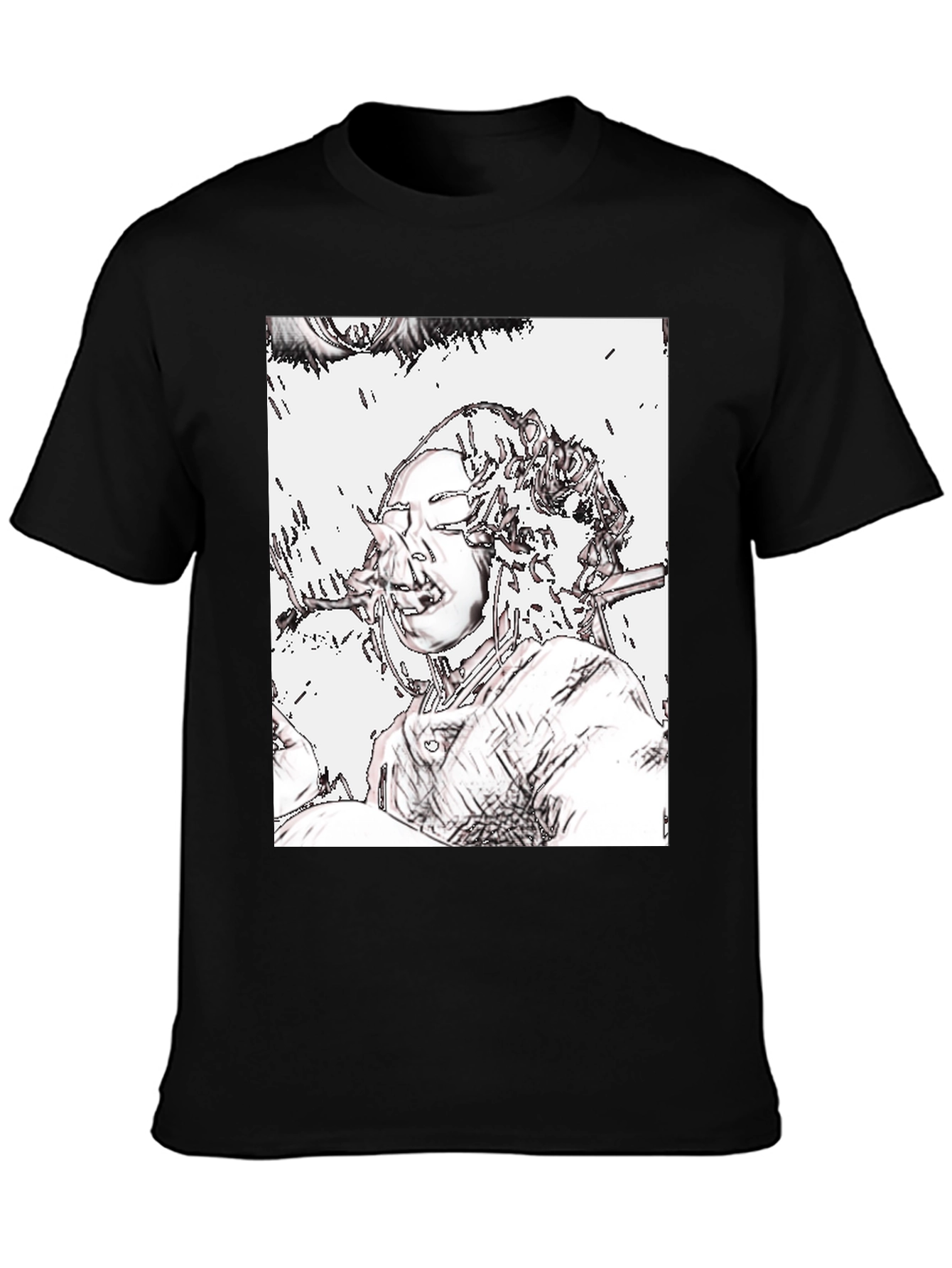 Black Edgy Graphic Tee - Unique Artistic Design view 3