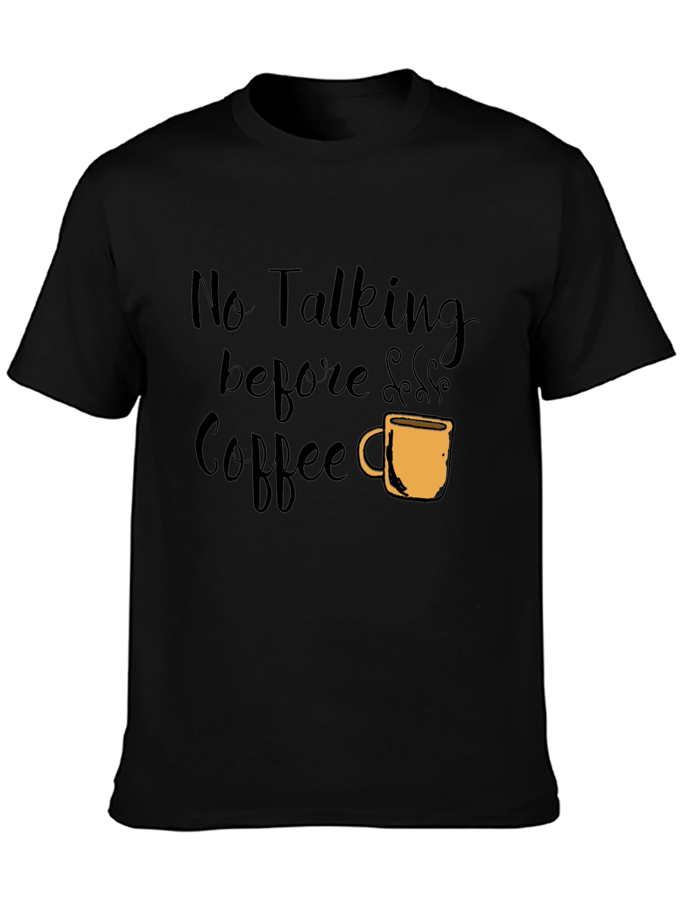 Black No Talking Before Coffee Graphic Tee - Black view 3