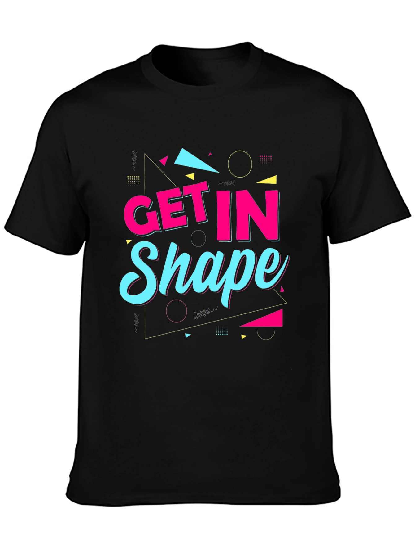 Black Get In Shape Graphic Tee - Retro Design Black Shirt view 3