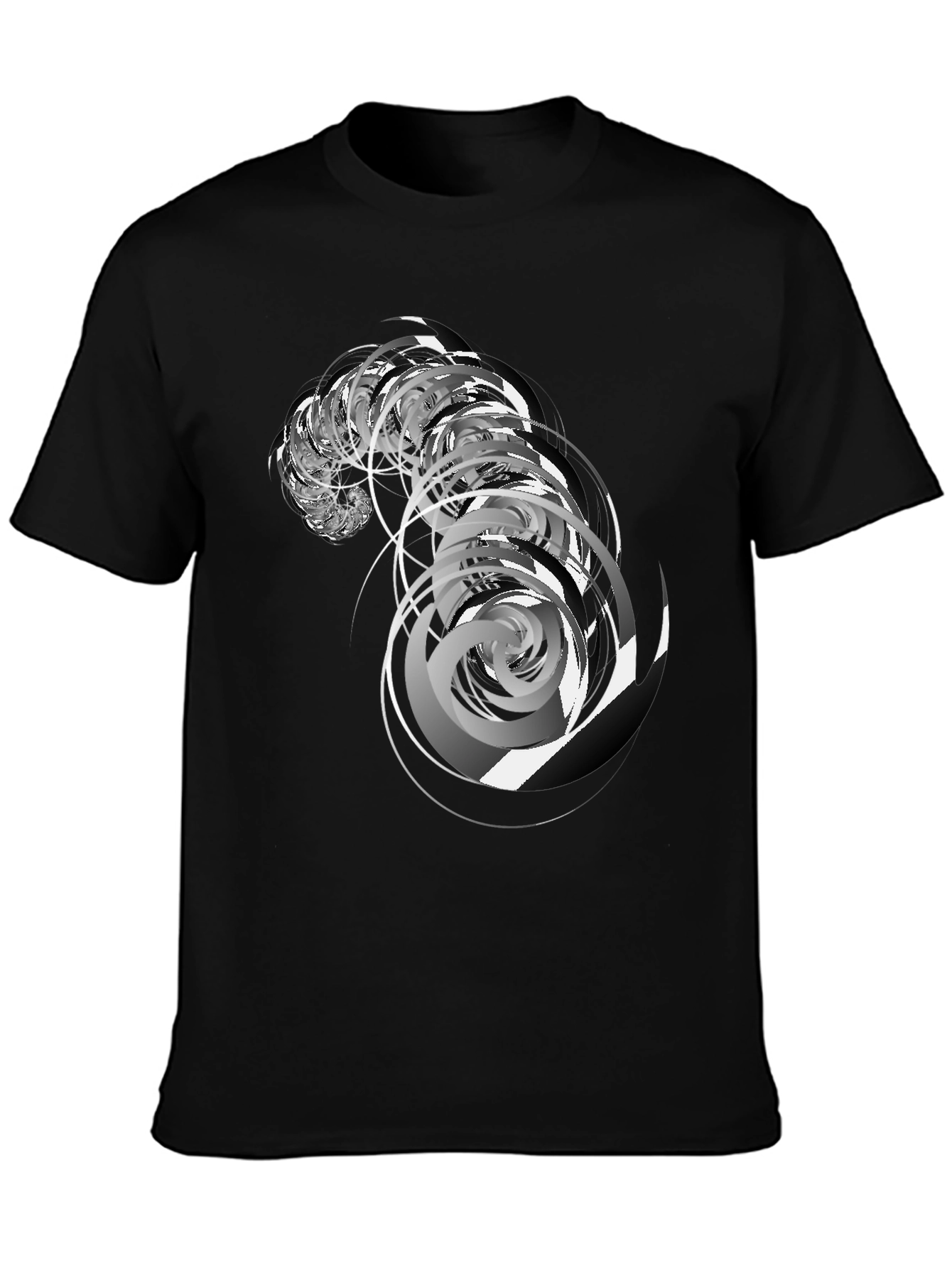 Black Abstract Swirl Graphic Black T-Shirt view 3