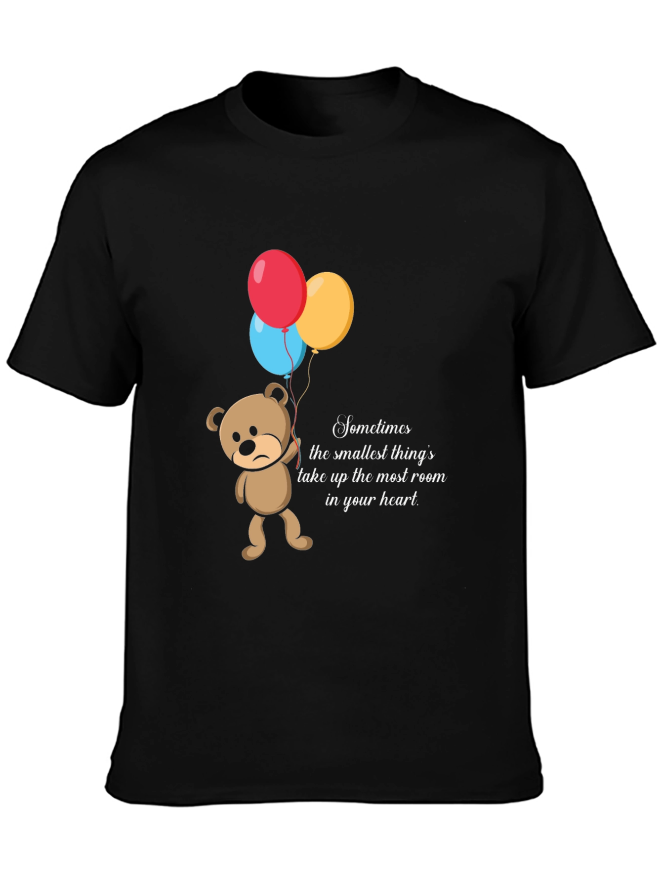 Black Sad Bear Balloons Graphic T-Shirt view 3