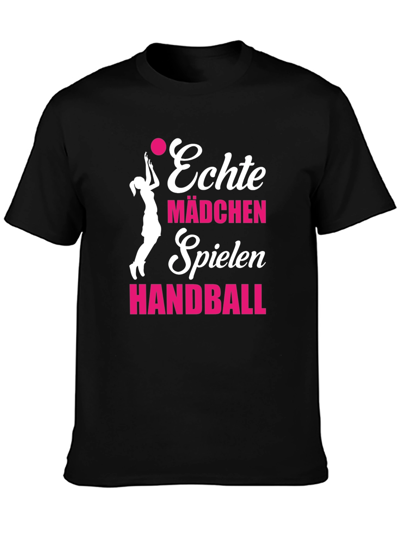 Black Echte Mädchen Handball T-Shirt - Black view 3