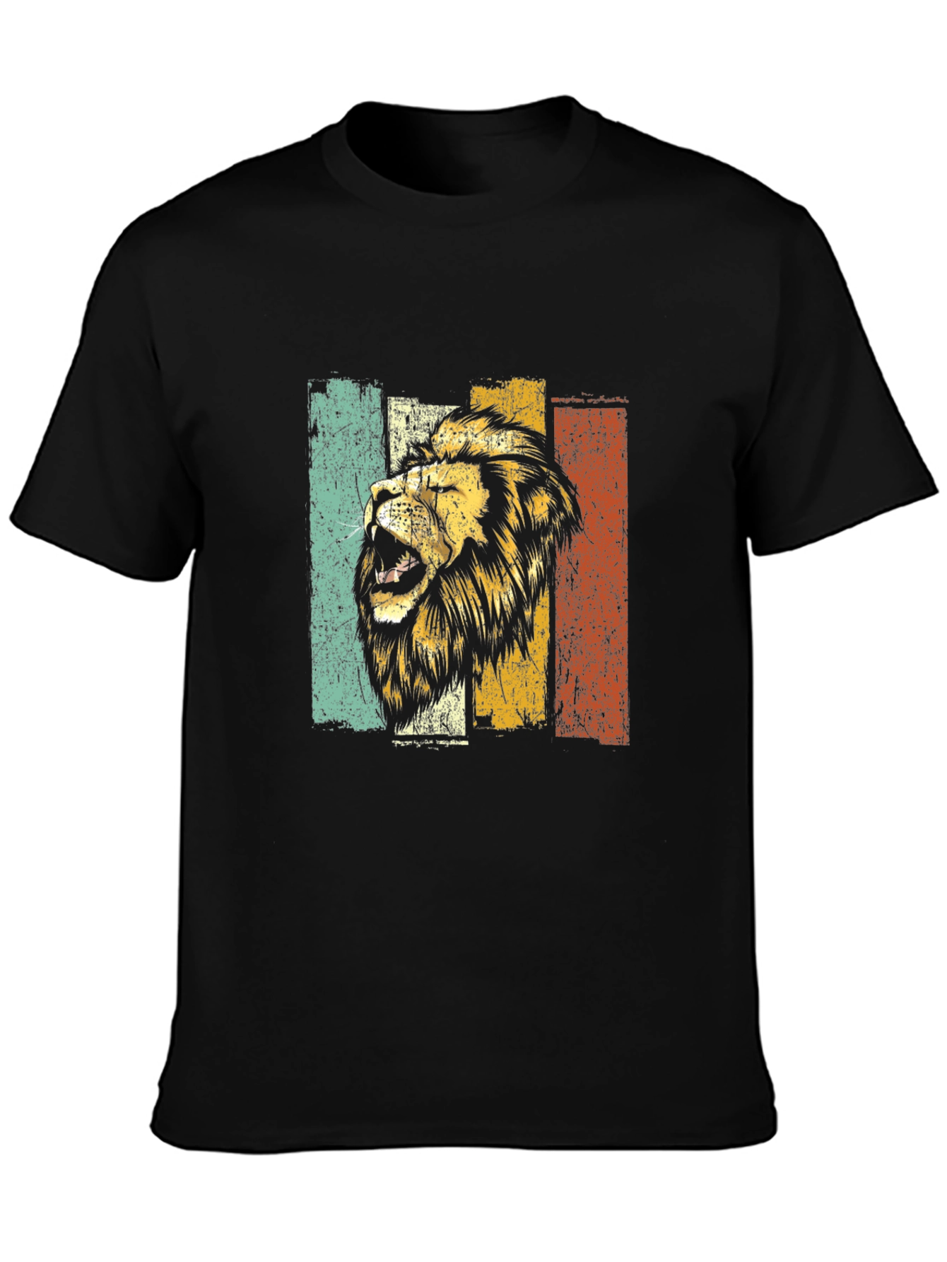 Black Retro Lion Graphic Tee - Vintage Style T-Shirt view 3