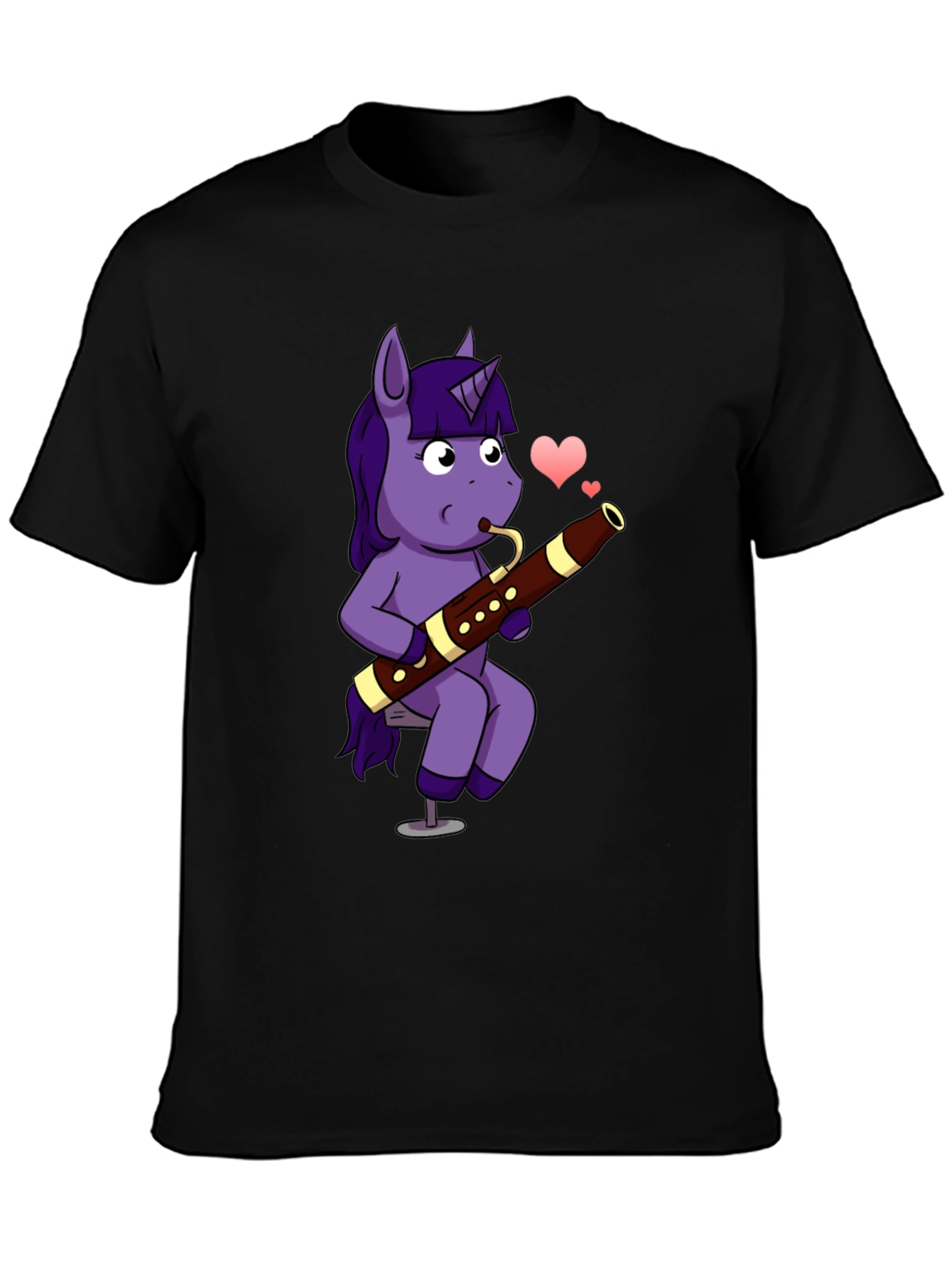 Black Unicorn Bassoon T-Shirt - Musical Cartoon Tee view 3