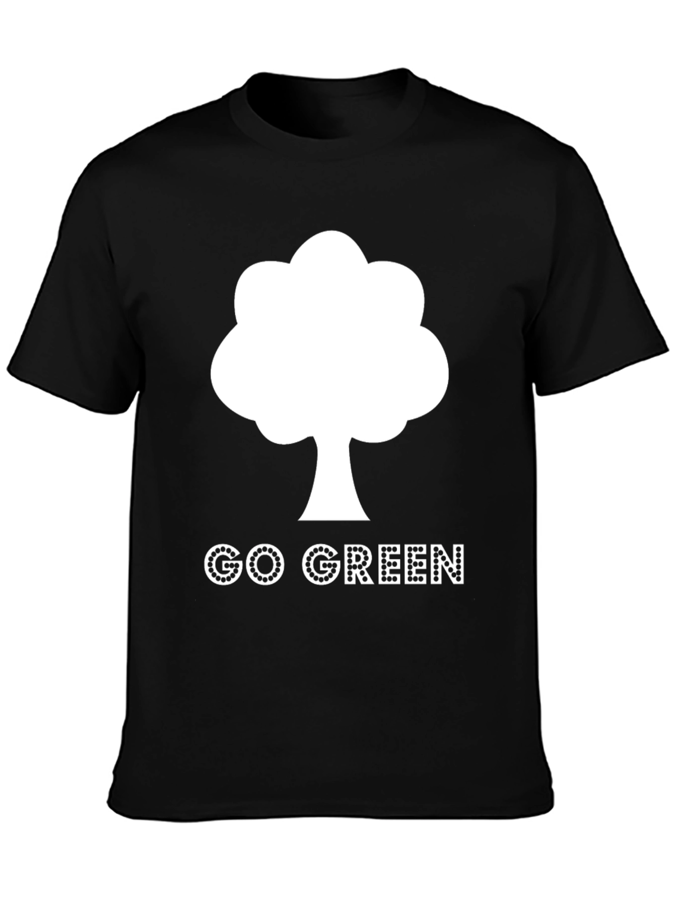 Black Go Green Tree Graphic Tee - Eco-Friendly Design view 3
