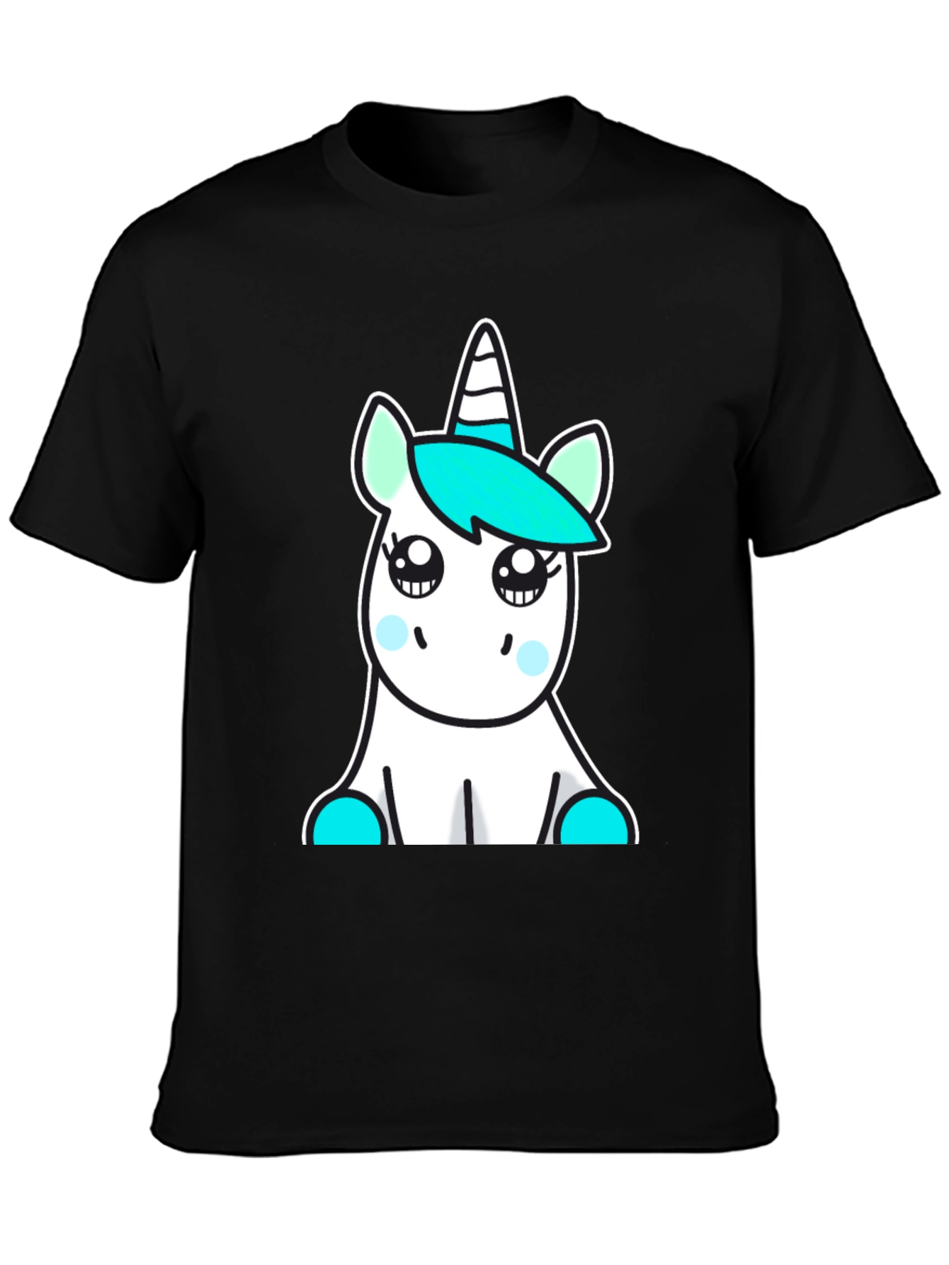 Black Cute Unicorn Graphic Tee - Soft Cotton Blend view 3