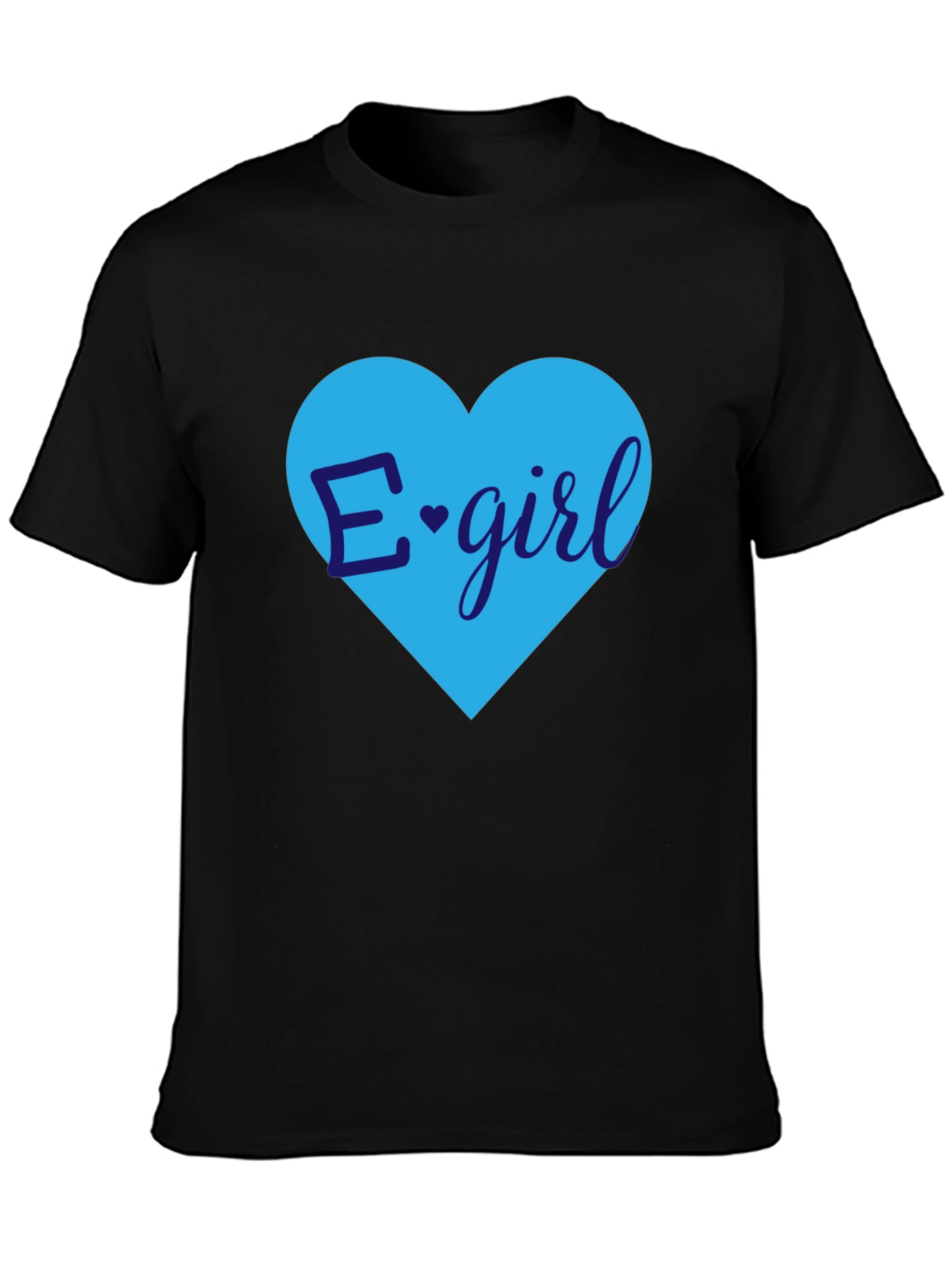 Black E-Girl Heart Graphic Tee - Trendy Casual Top view 3