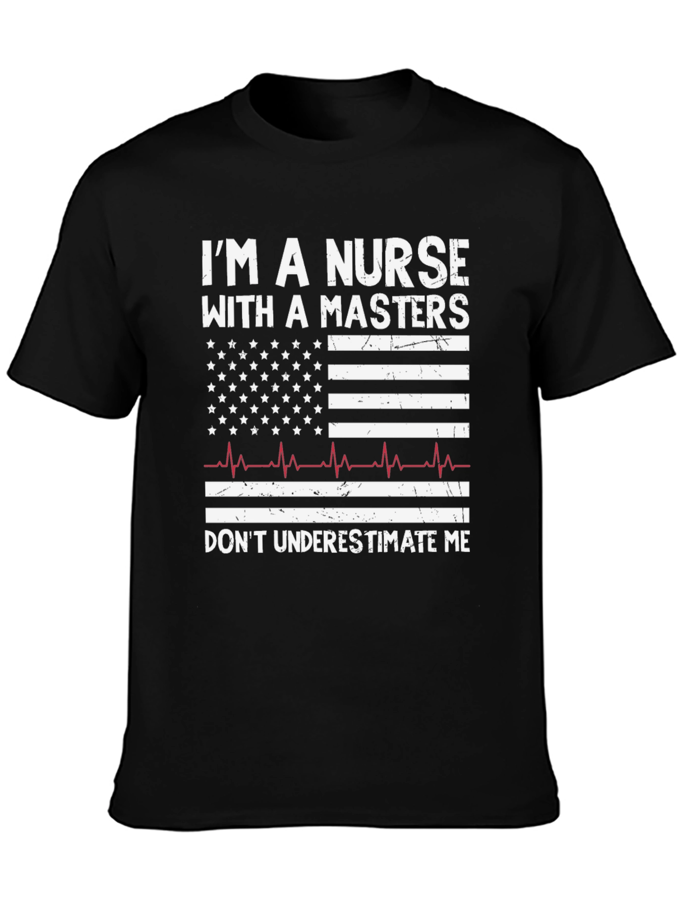 Black Nurse with Masters American Flag Graphic T-Shirt view 3