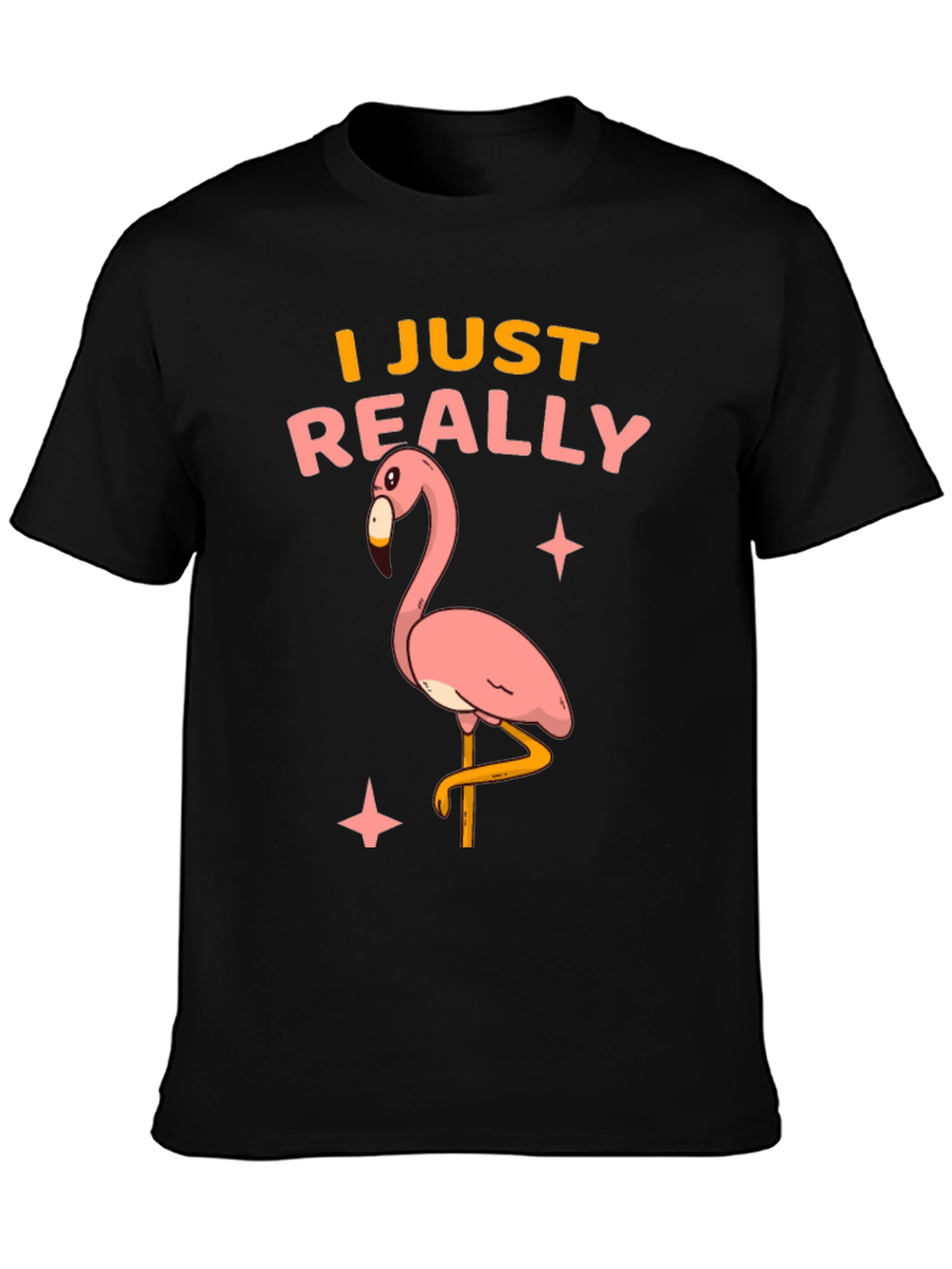 Black Flamingo Graphic T-Shirt - "I Just Really Like Flamingos" view 3