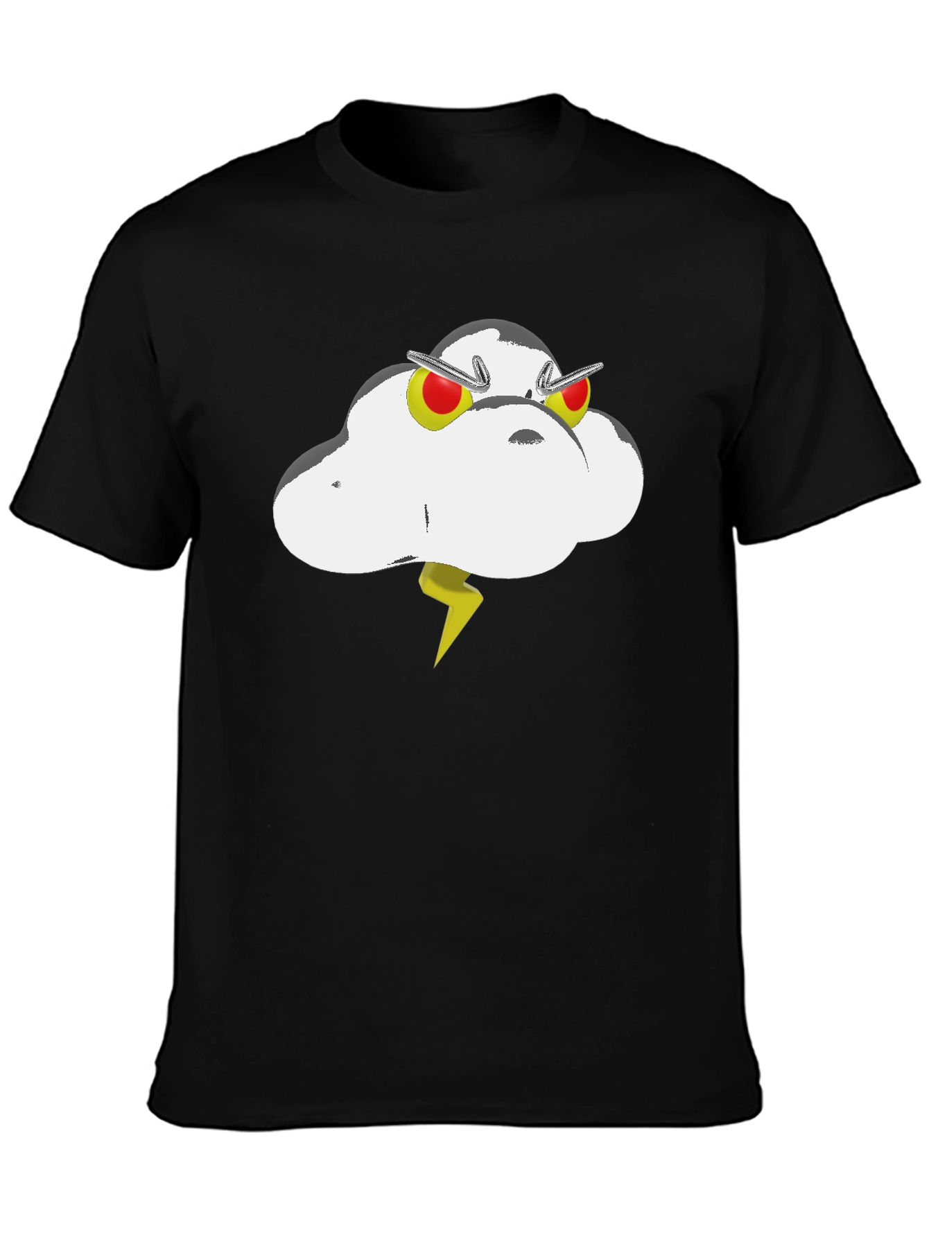 Black Cartoon Cloud Graphic Tee - Black view 3