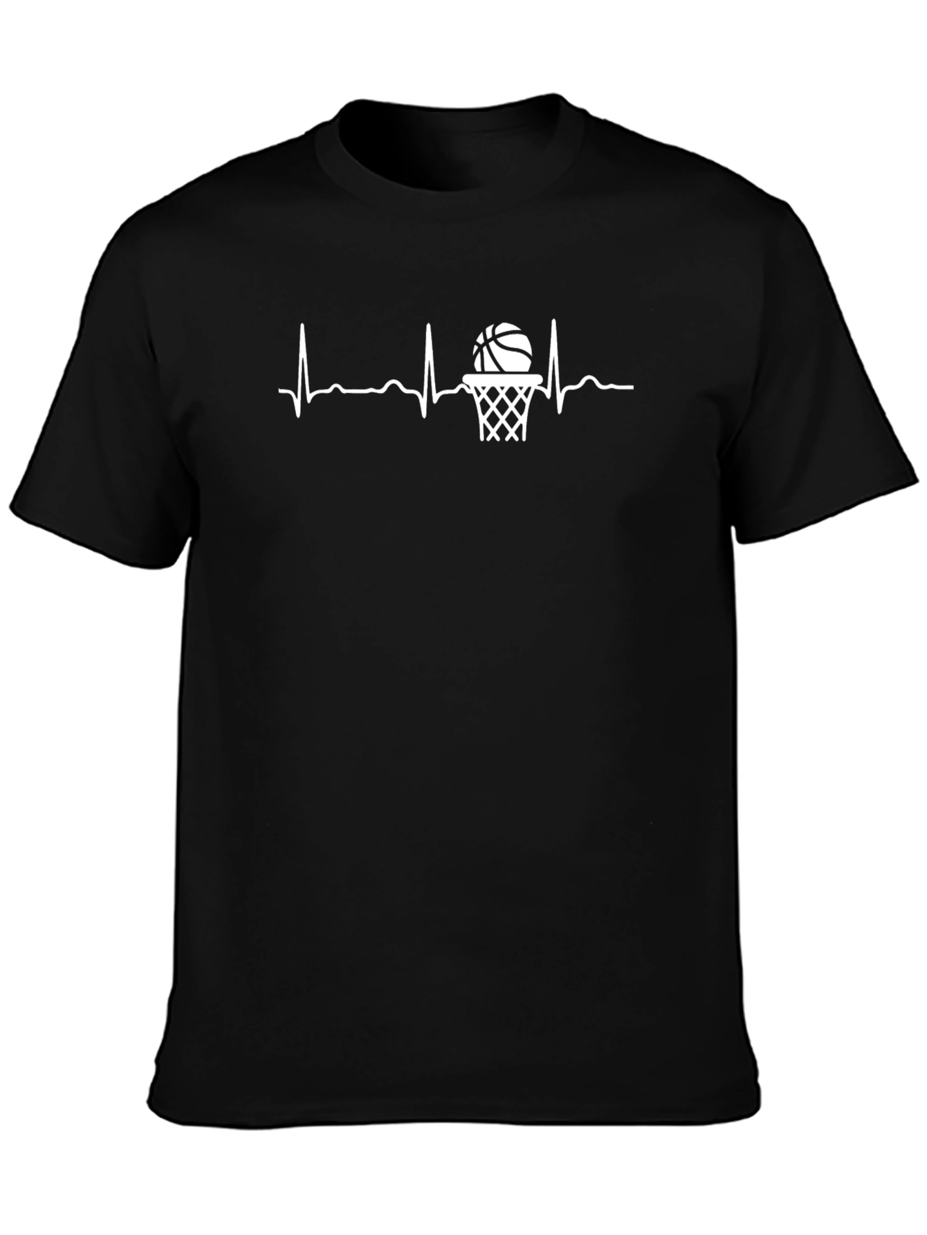 Black Basketball Heartbeat Graphic Tee view 3