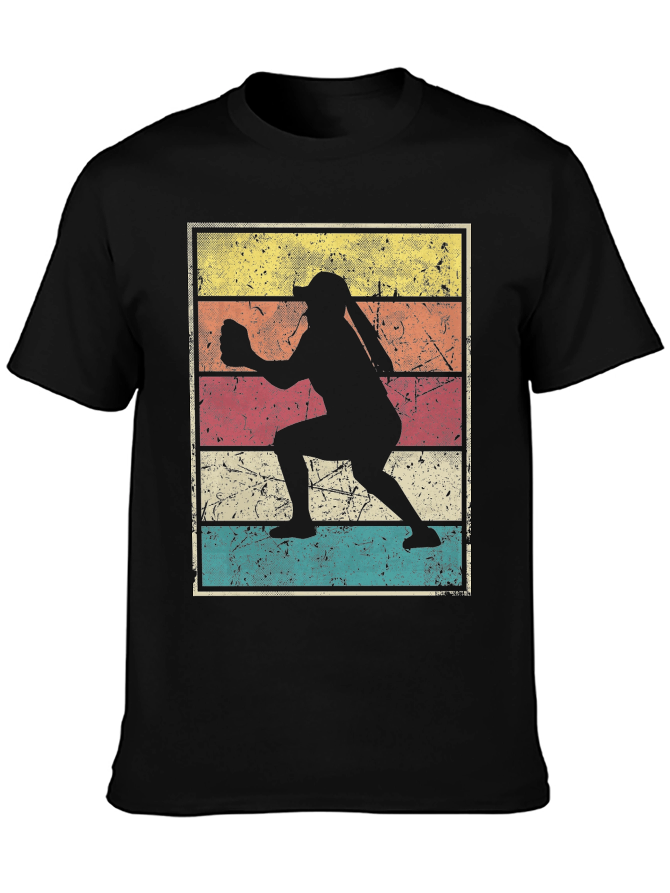 Black Vintage Softball Player T-Shirt view 3