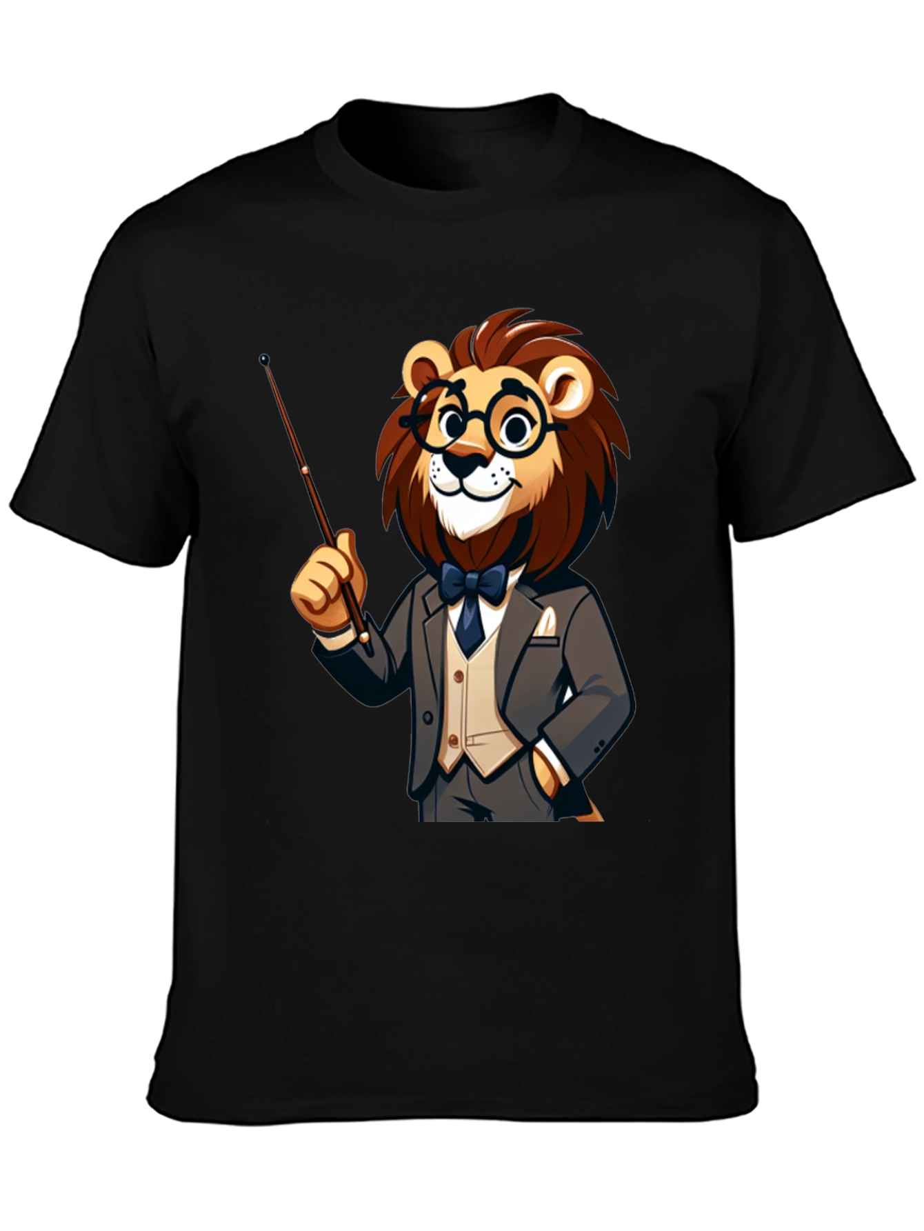 Black Lion Professor T-Shirt - Intellectual Animal Tee view 3