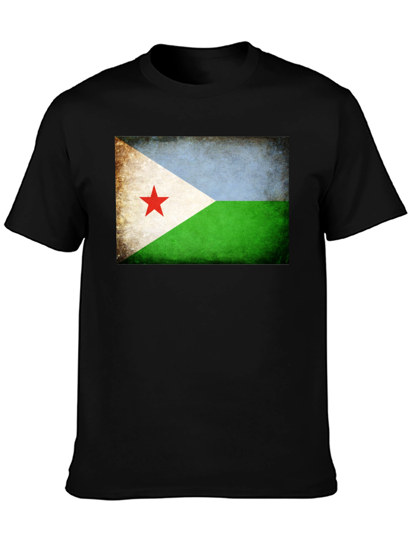 Black Djibouti Flag T-Shirt - Black Crew Neck Tee view 3