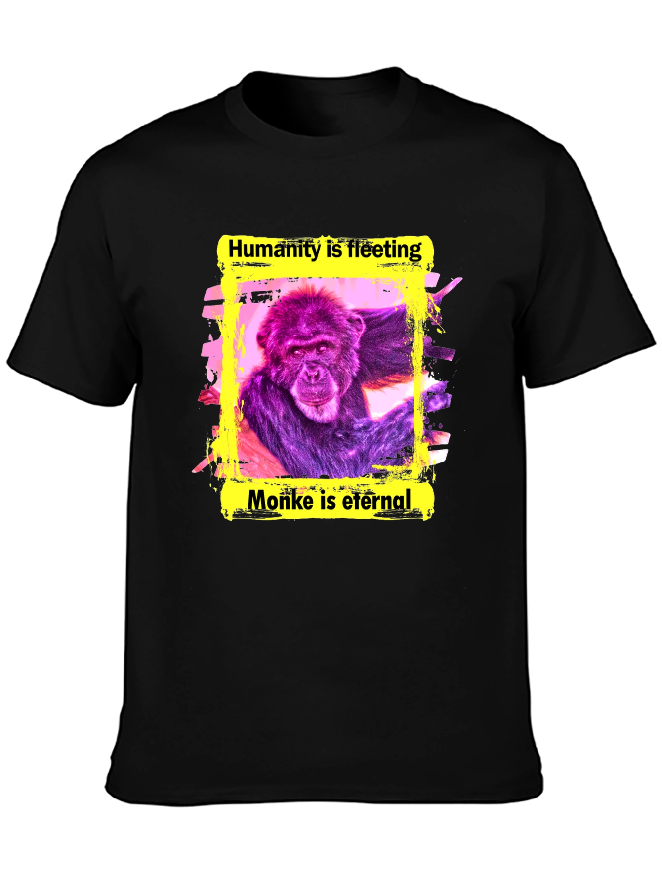 Black Monke is Eternal T-Shirt - Funny Ape Graphic Tee view 3