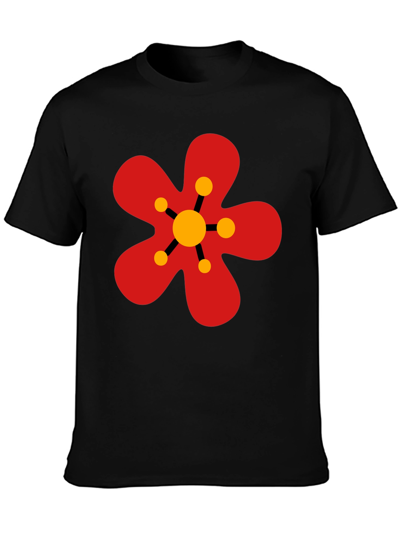 Black Retro Flower Power Graphic Tee - Black view 3
