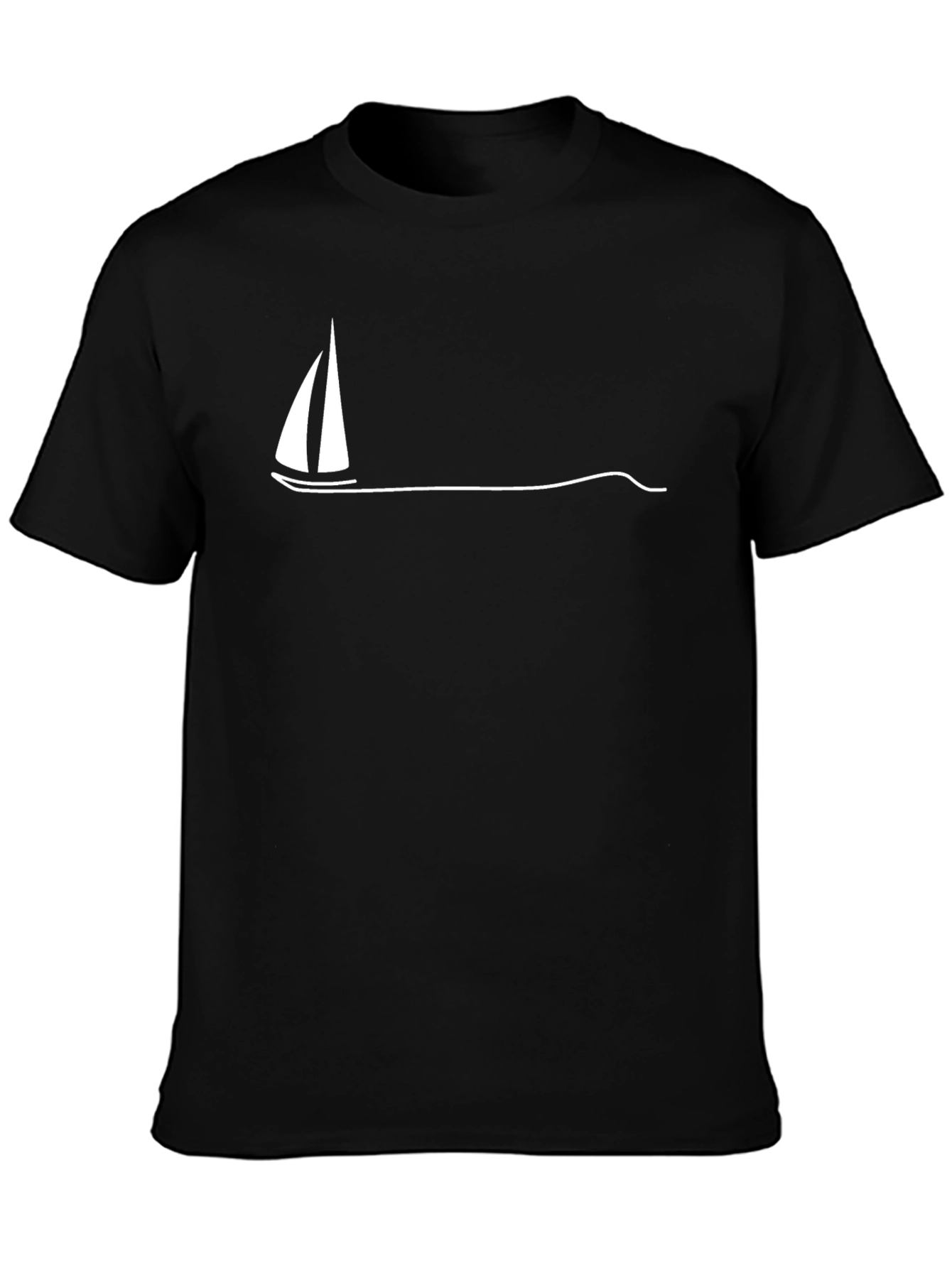 Black Sailing Graphic Tee - Minimalist Boat T-Shirt view 3