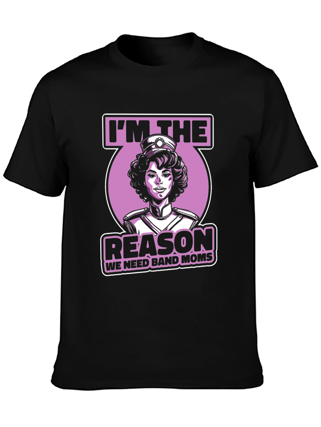 Black Band Mom Graphic T-Shirt - Reason We Need Band Moms view 3