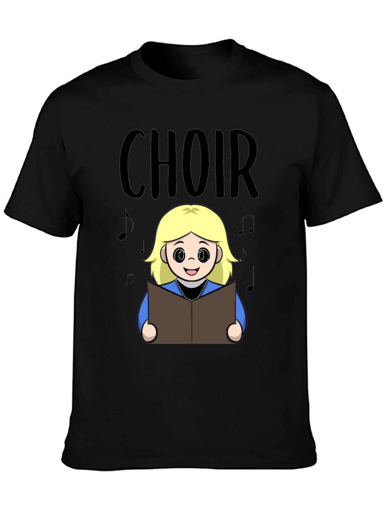 Black Choir Girl Cartoon T-Shirt view 3