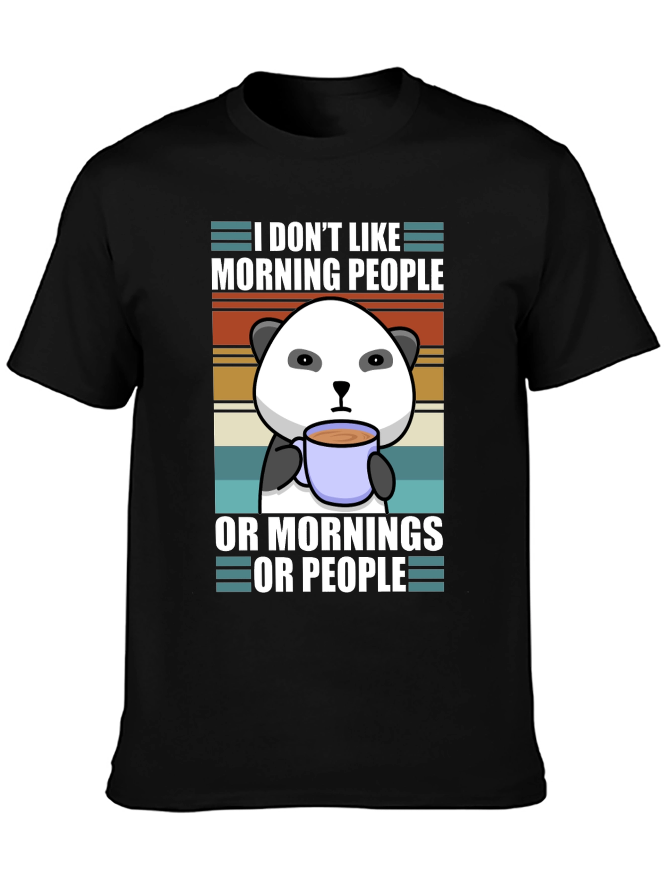 Black I Don't Like Morning People Panda Graphic Tee view 3