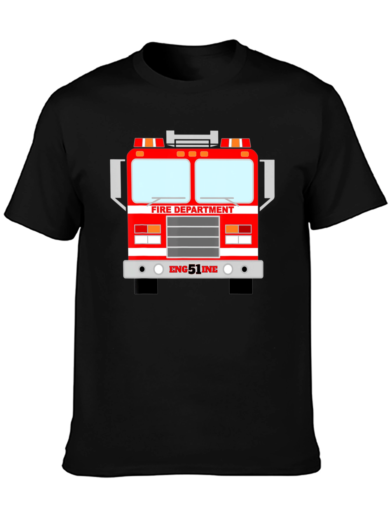 Black Fire Department Truck Graphic T-Shirt - Black view 3