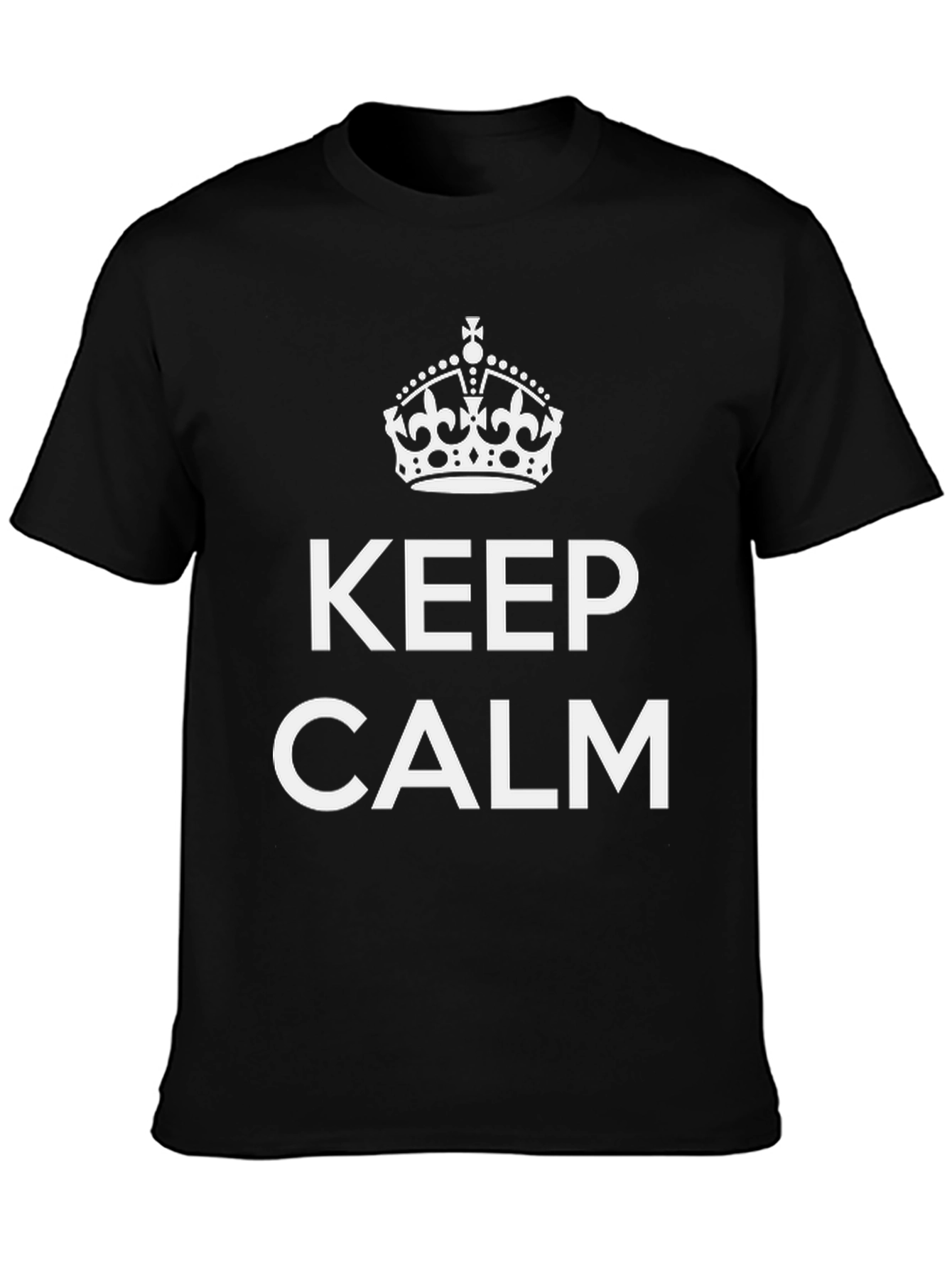 Black Keep Calm Crown Graphic Tee - Soft Cotton Blend view 3