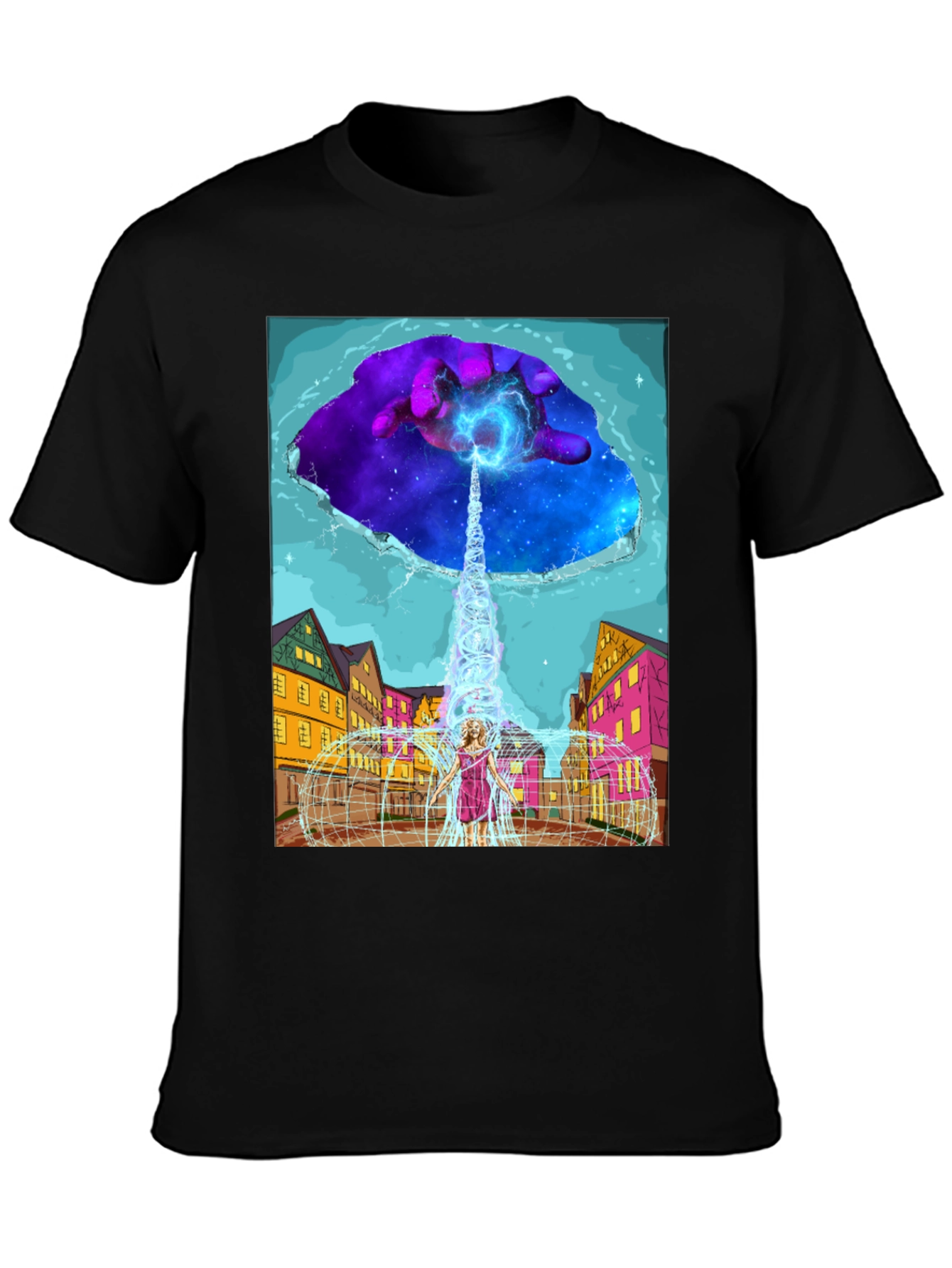 Black Cosmic Portal T-Shirt - Unique Graphic Tee view 3