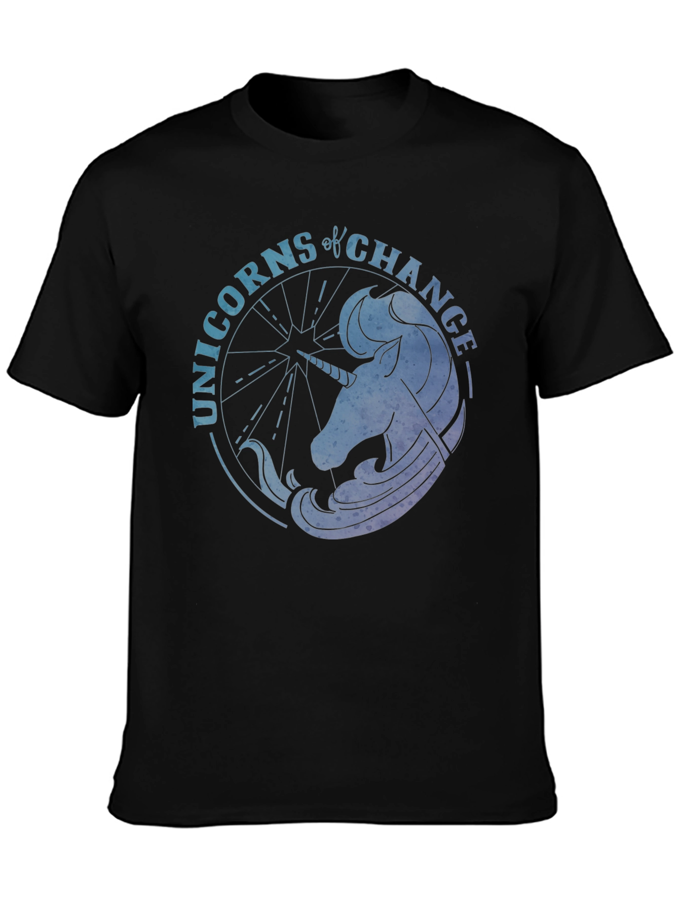 Black Unicorns of Change Black T-Shirt view 3