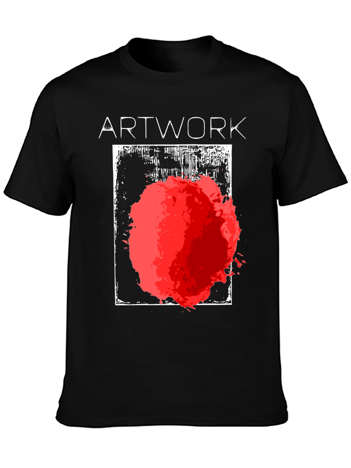 Black Abstract Art T-Shirt - Bold Red Graphic Tee view 3