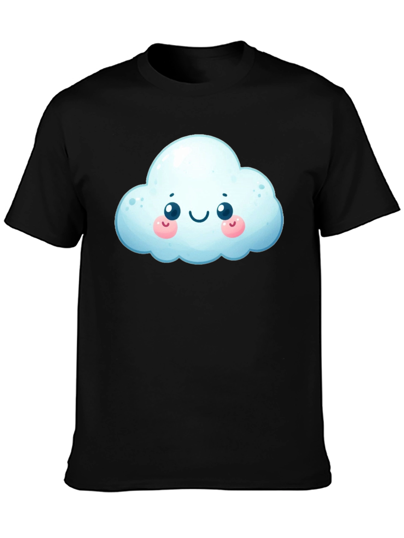 Black Cute Cloud Graphic T-Shirt - Black Cotton Tee view 3