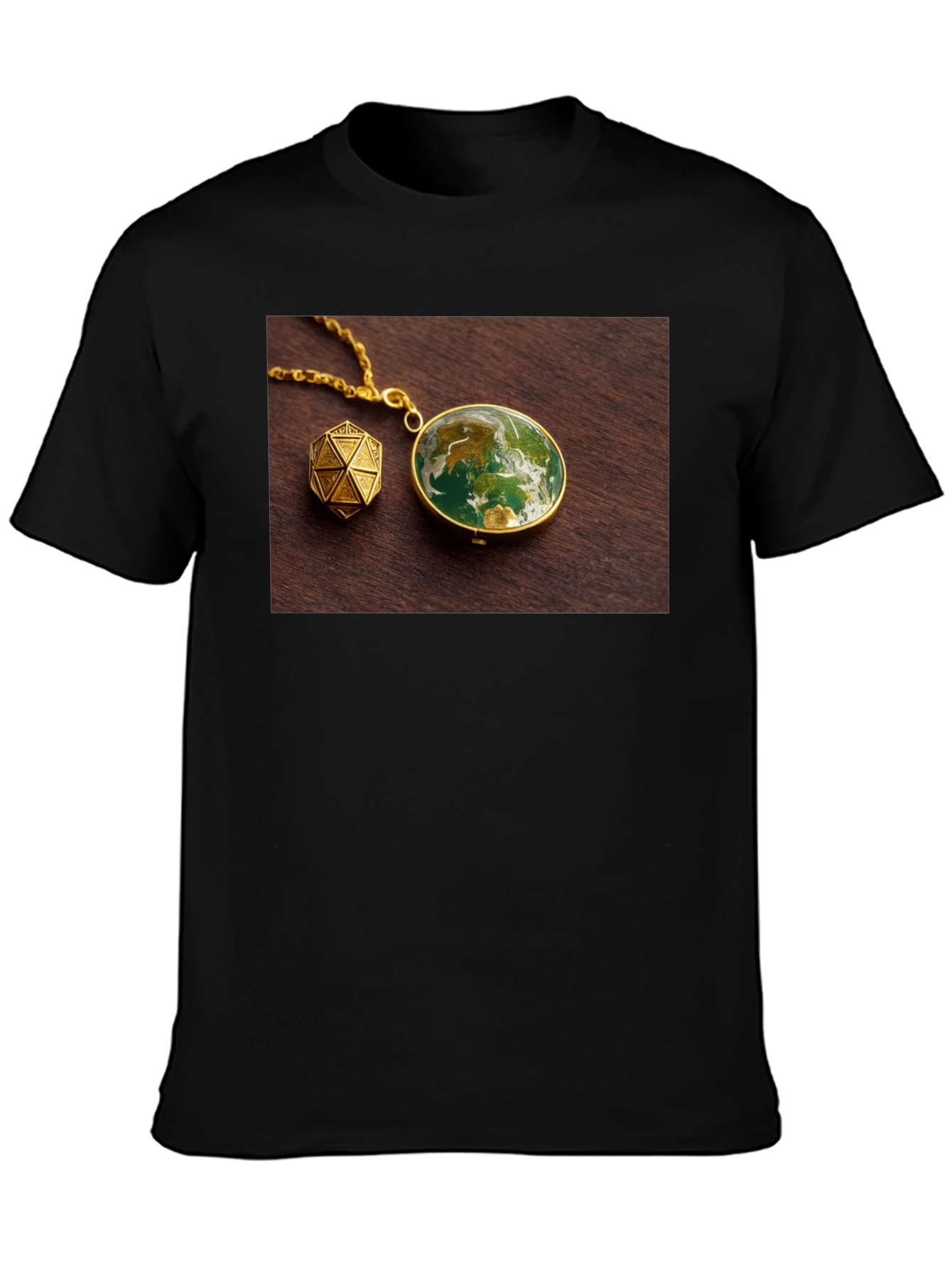 Black Earth Globe Pendant Graphic Tee - Unique Design! view 3