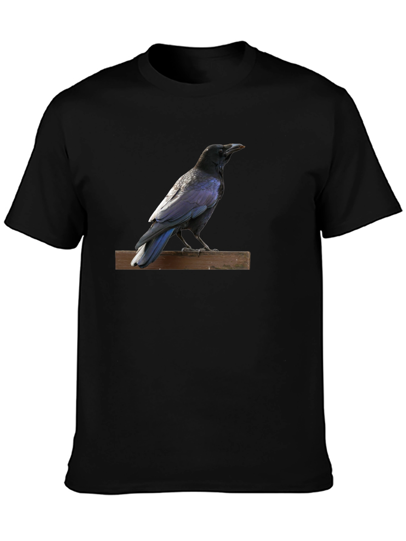 Black Raven Perched T-Shirt - Black Crew Neck view 3