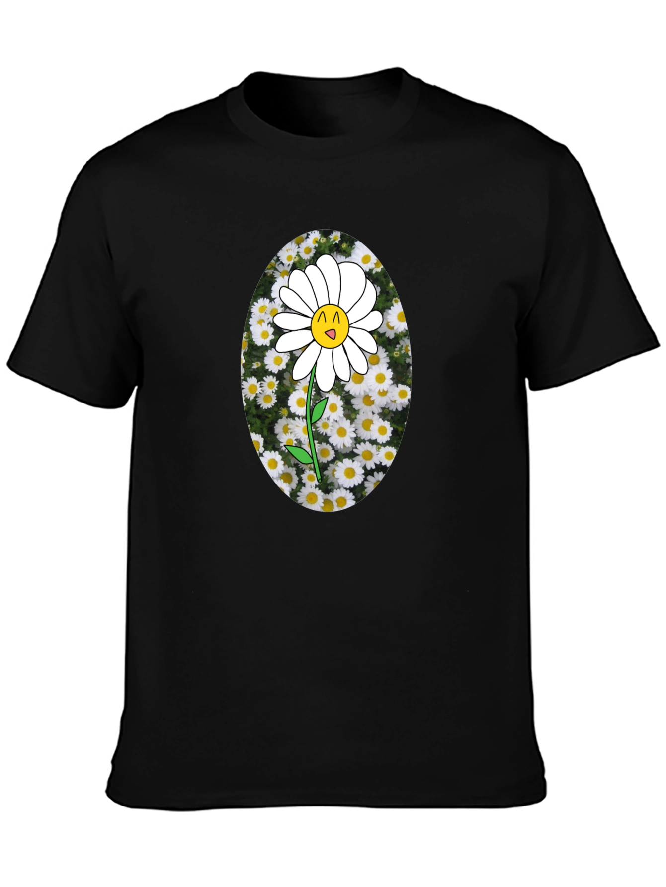 Black Black T-Shirt with Daisy Graphic view 3