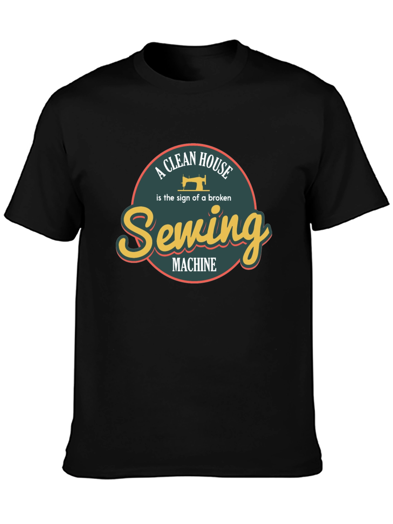 Black Funny Sewing Machine T-Shirt view 3