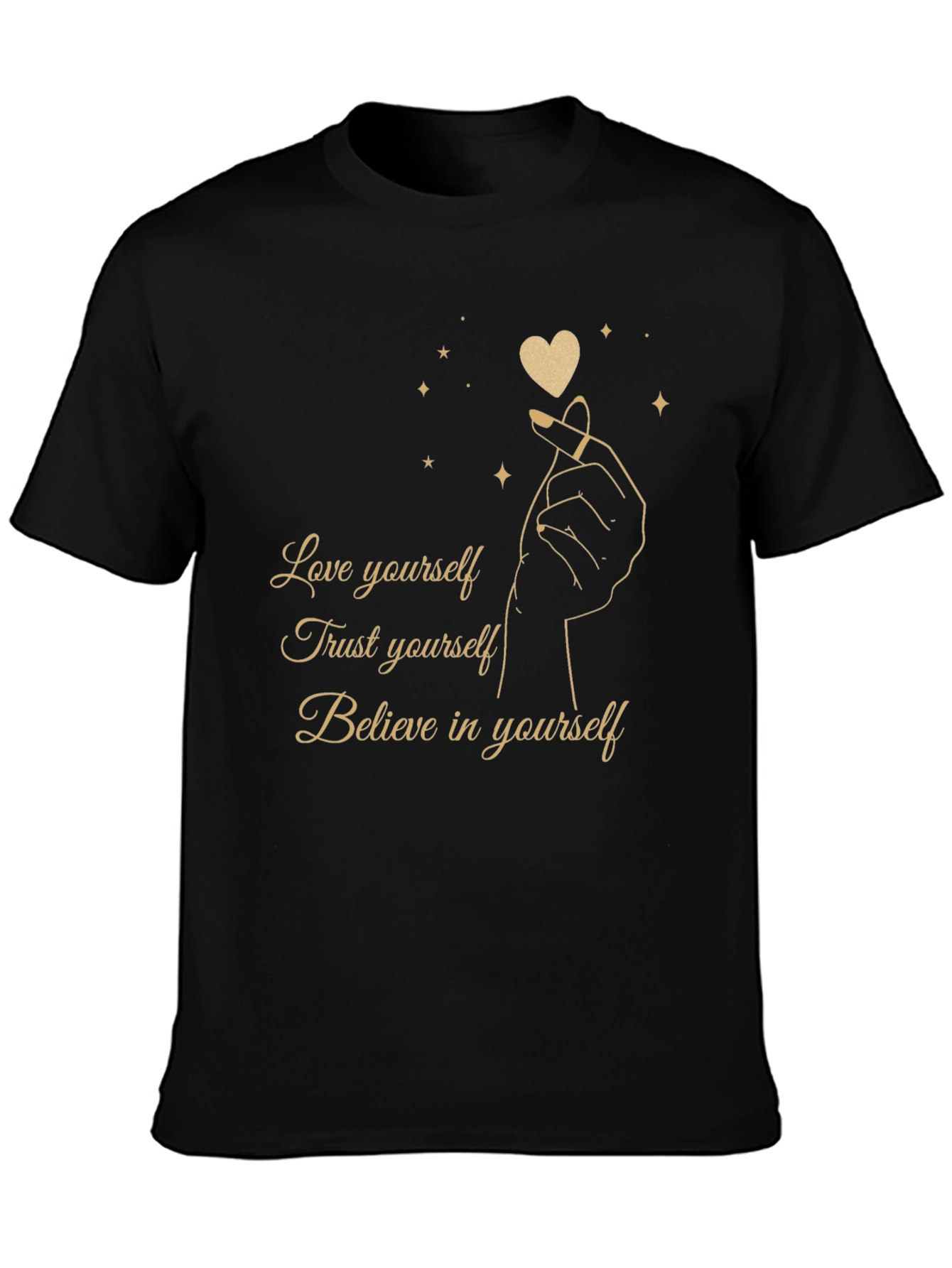 Black Love Yourself Graphic Tee - Black Cotton Blend Shirt view 3