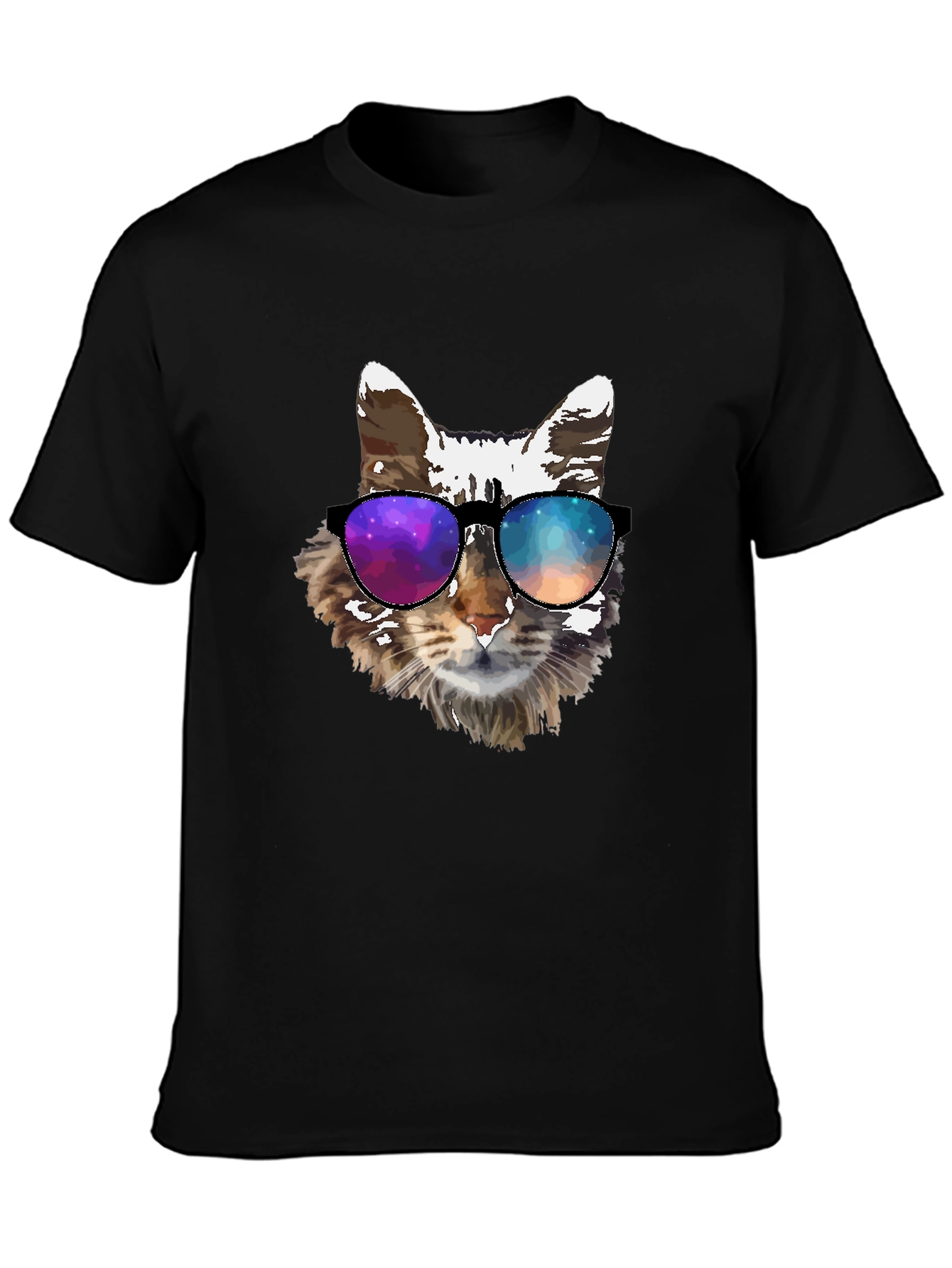 Black Cool Cat Tee - Galaxy Shades Graphic T-Shirt view 3