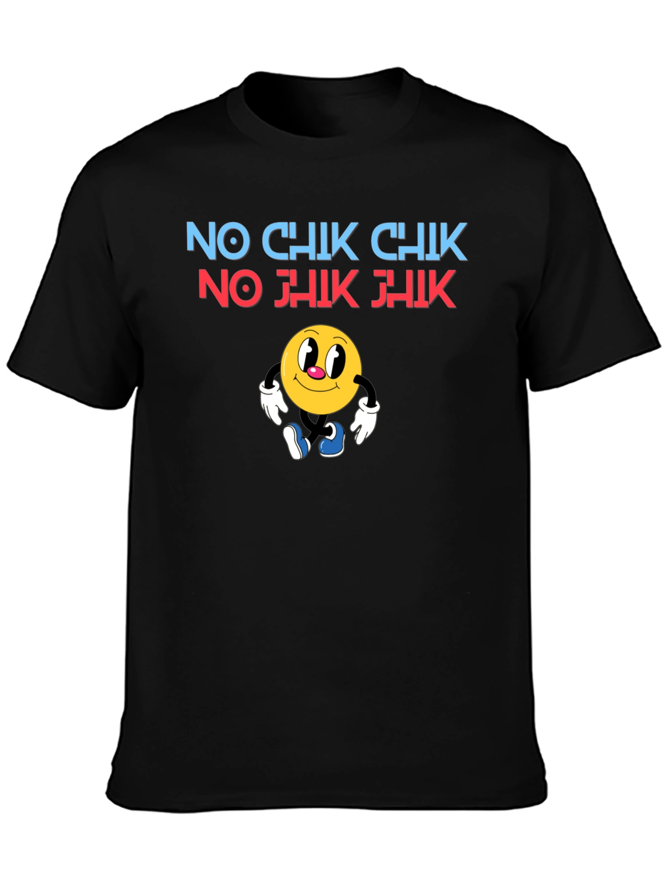 Black No Chik Chik T-Shirt - Classic Cartoon Style view 3