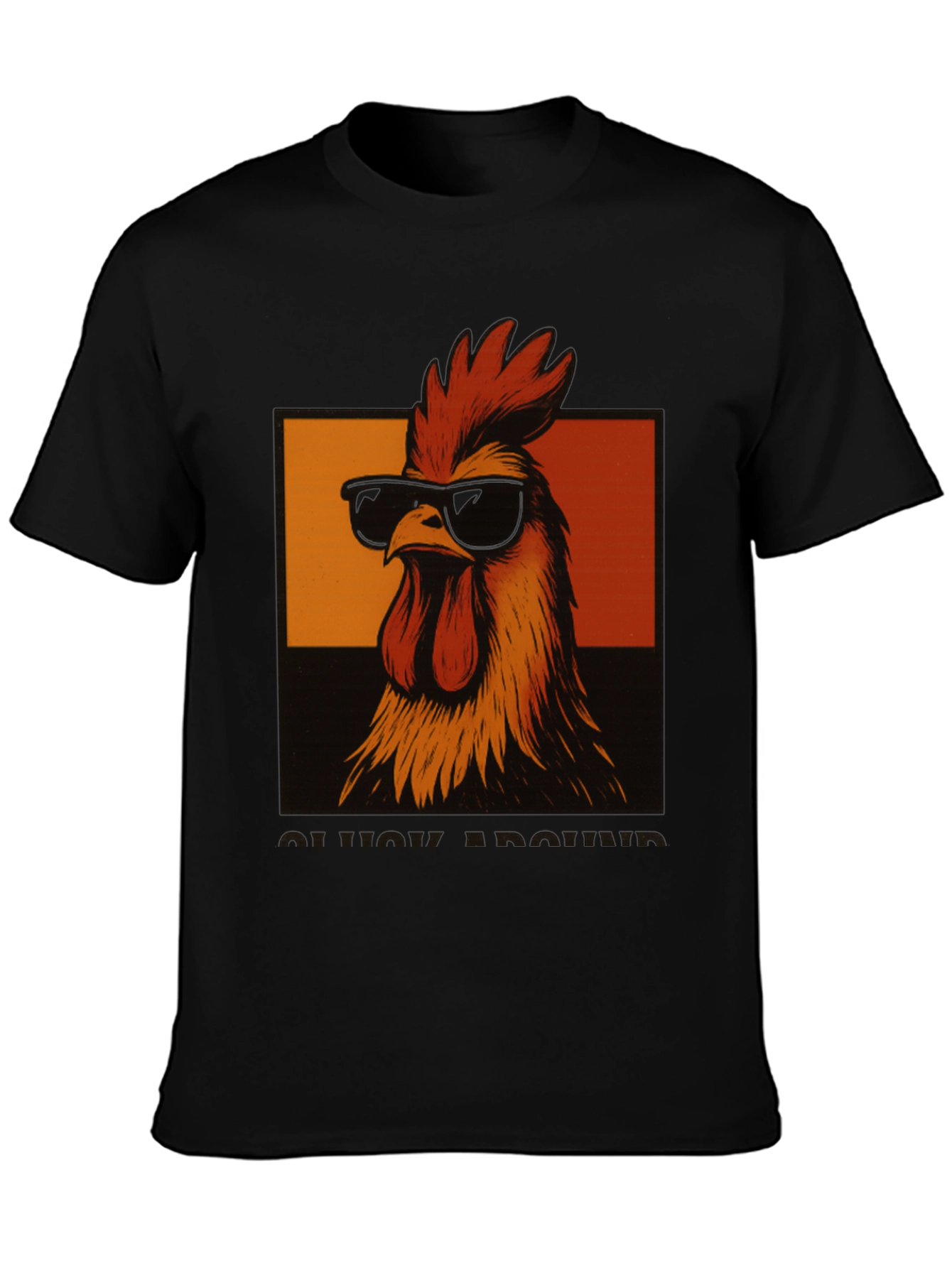 Black Cool Rooster T-Shirt - Funny Chicken Graphic Tee view 3