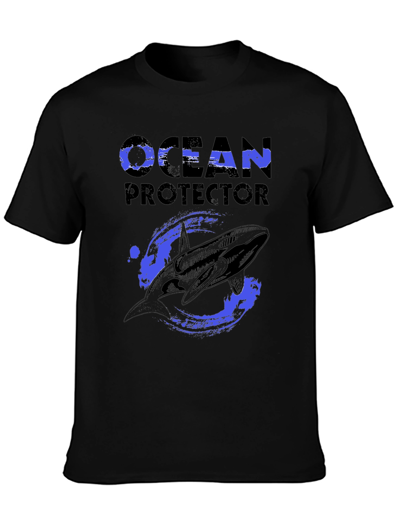 Black Ocean Protector Whale Graphic T-Shirt view 3