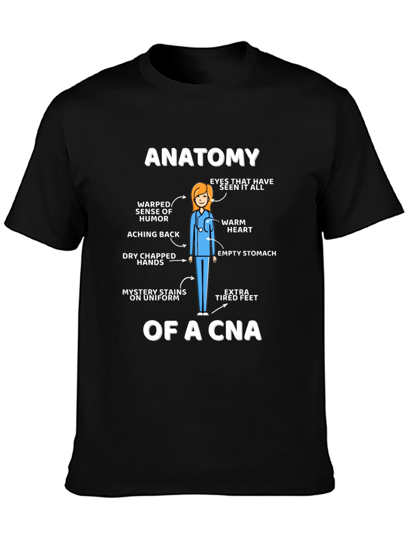 Black Anatomy of a CNA Graphic Tee view 3