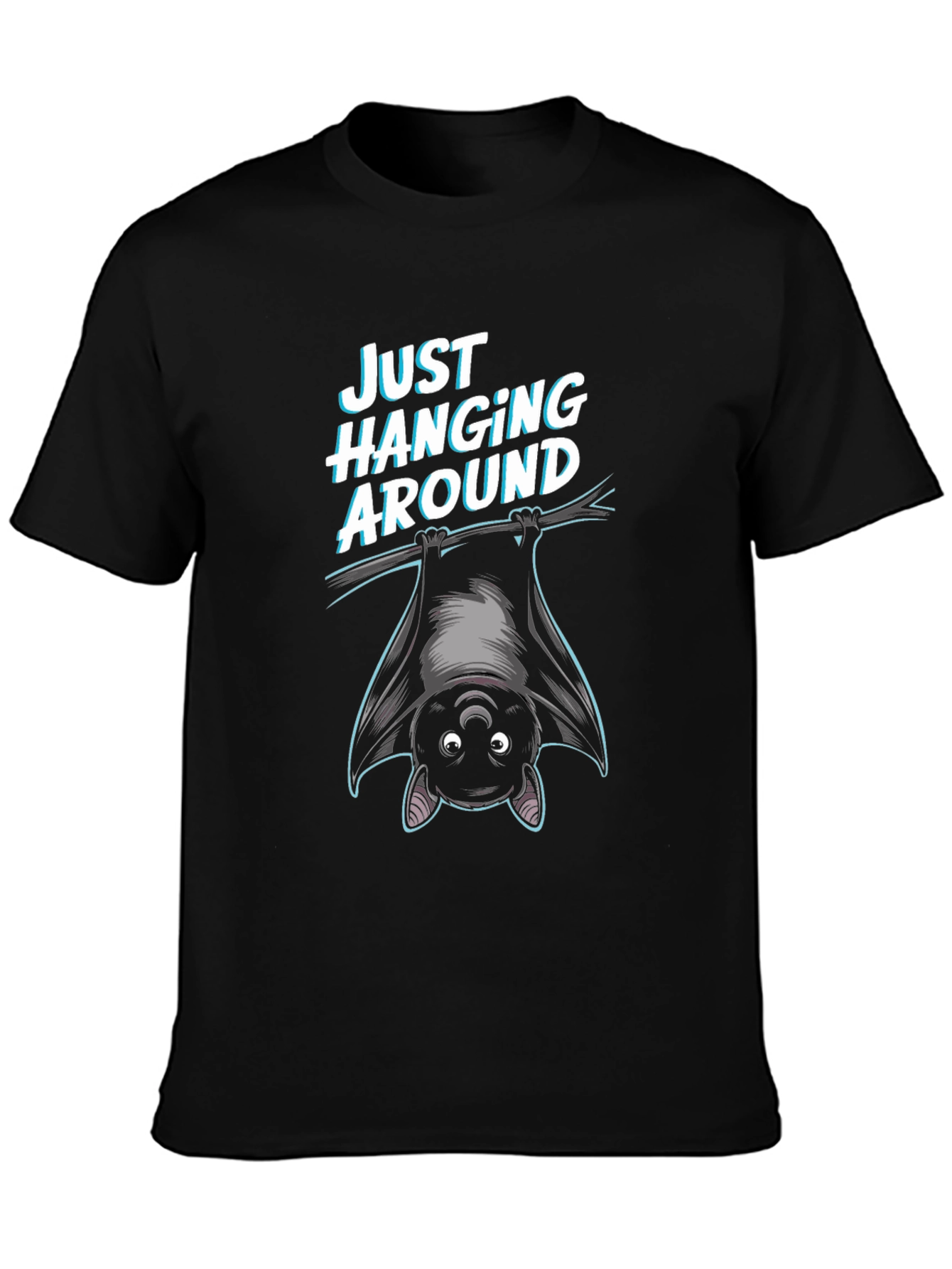 Black Just Hanging Around Bat Graphic T-Shirt view 3