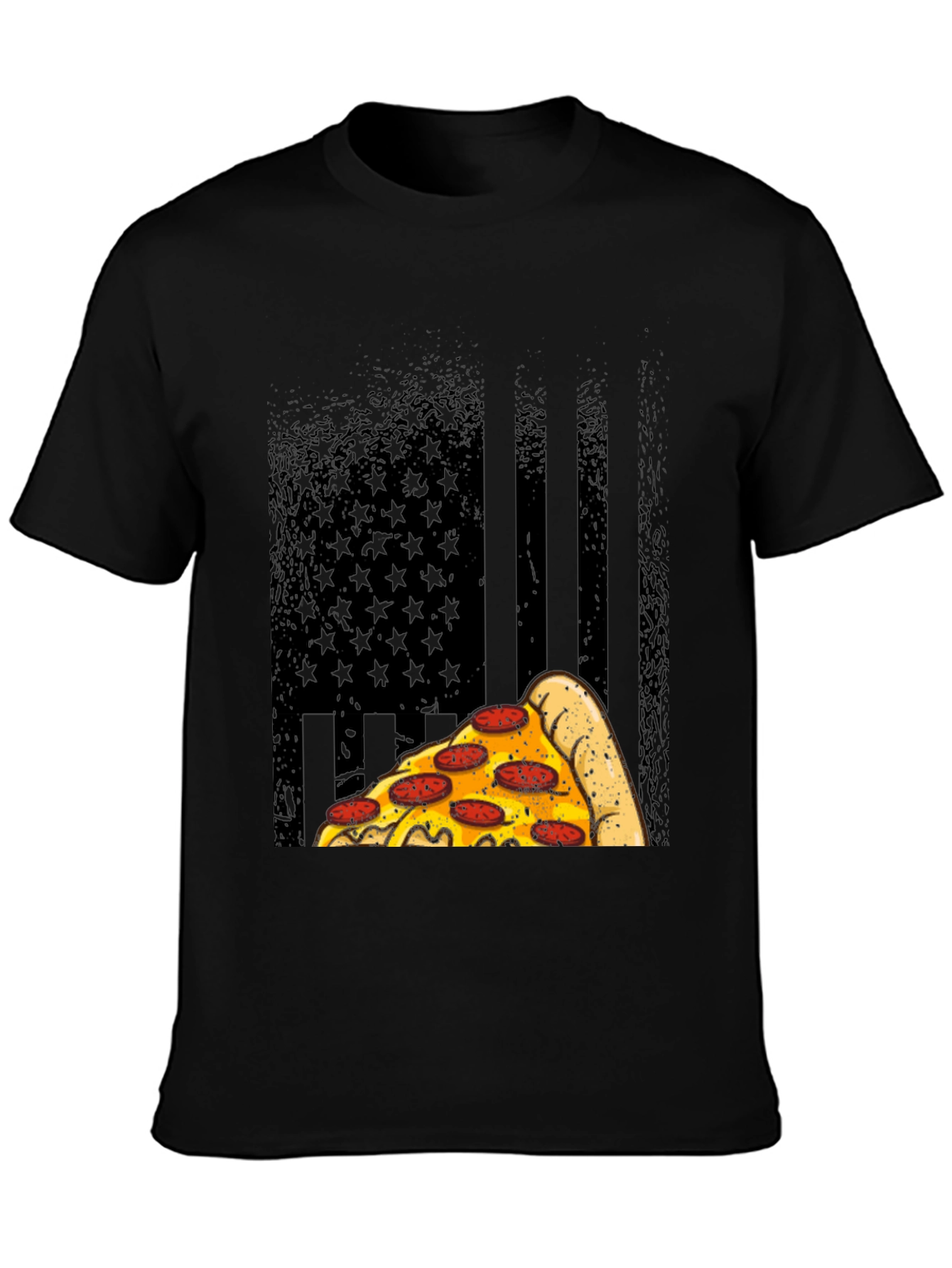 Black Pizza Flag Graphic T-Shirt view 3