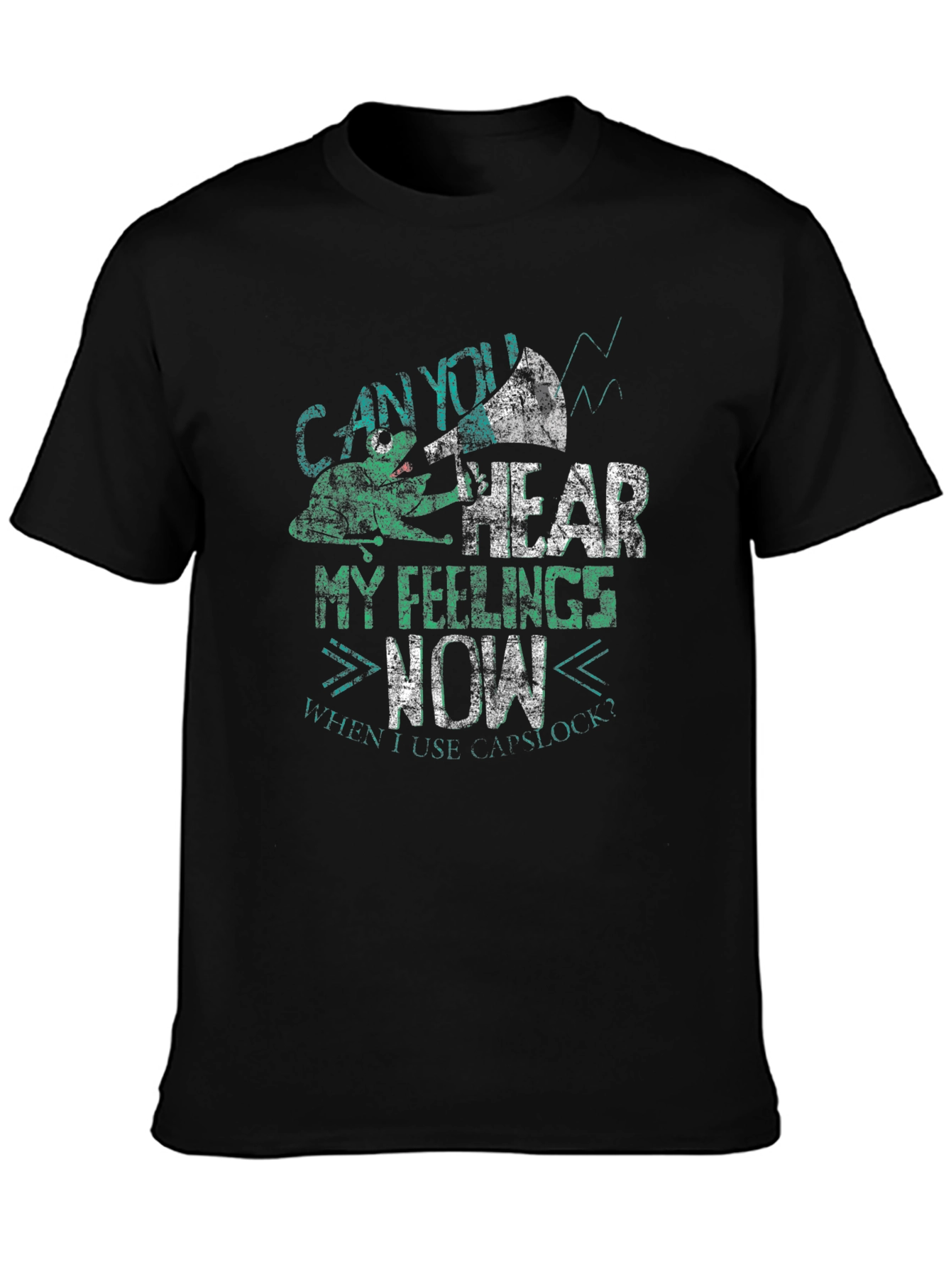 Black Can You Hear My Feelings Now Men's Graphic Tee view 3