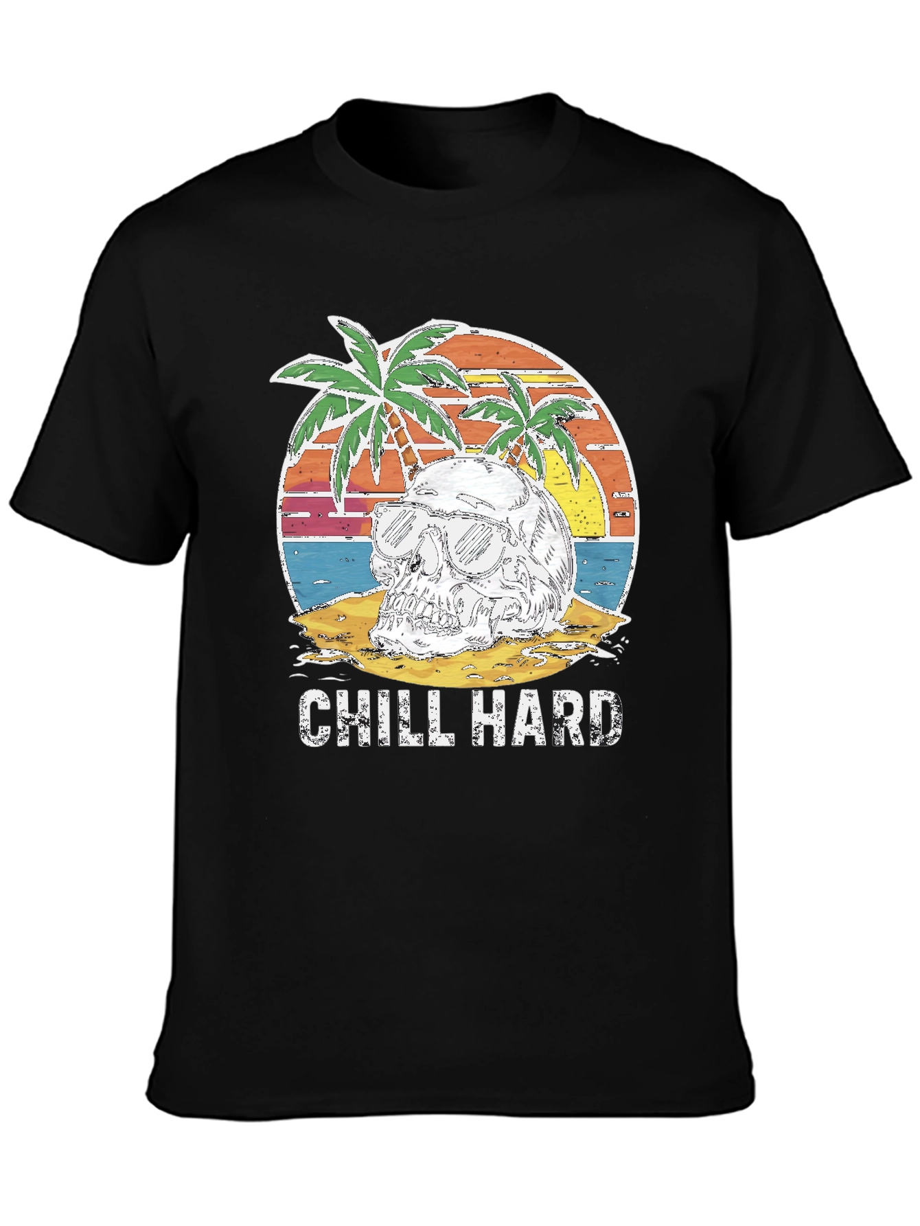Black Chill Hard Skull Beach Graphic T-Shirt view 3