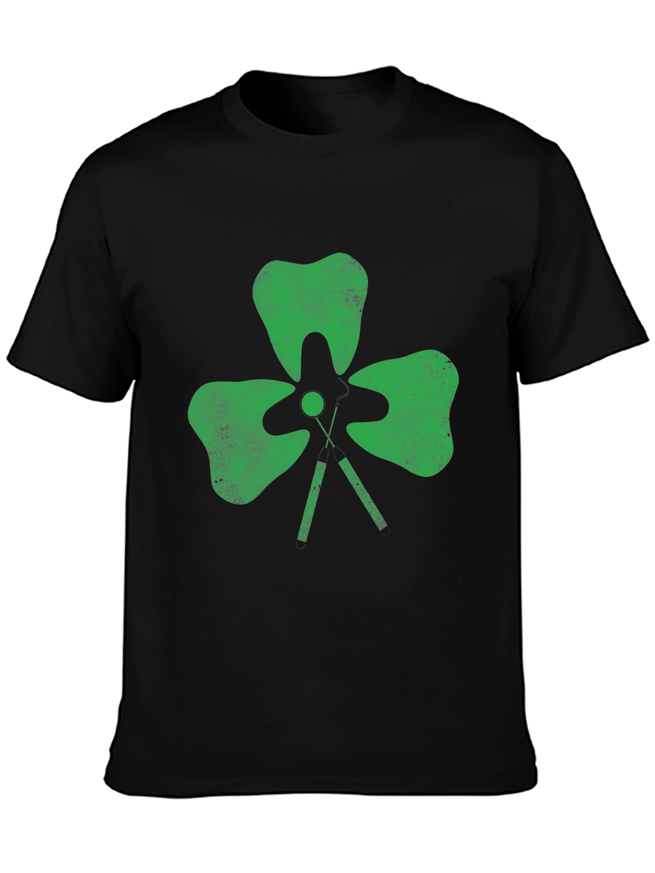 Black Shamrock Golf Tee T-Shirt - Lucky Green Tee view 3
