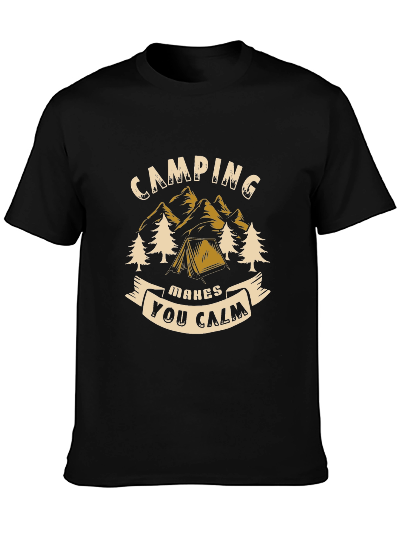 Black Camping Makes You Calm Black Graphic Tee view 3