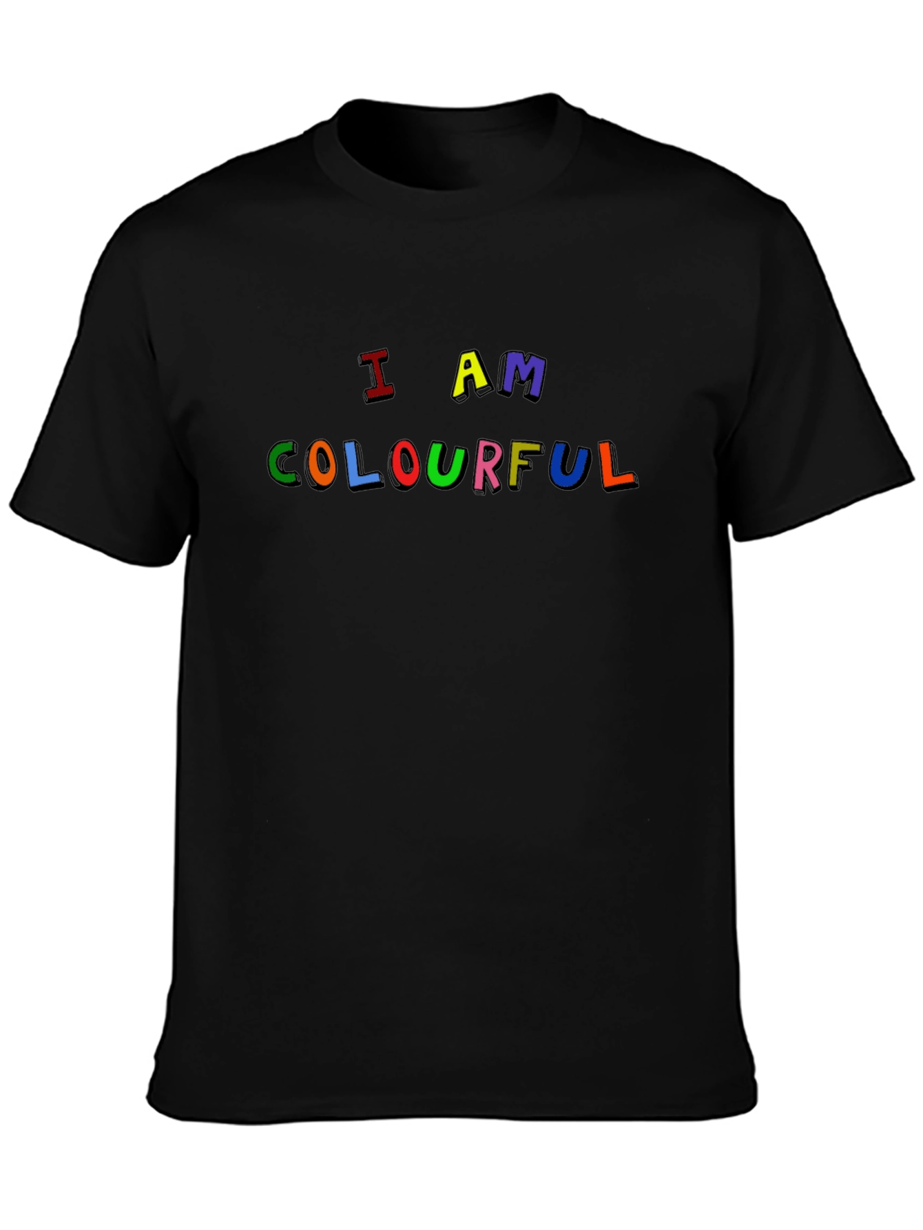 Black I Am Colourful T-Shirt - Fun Graphic Tee view 3