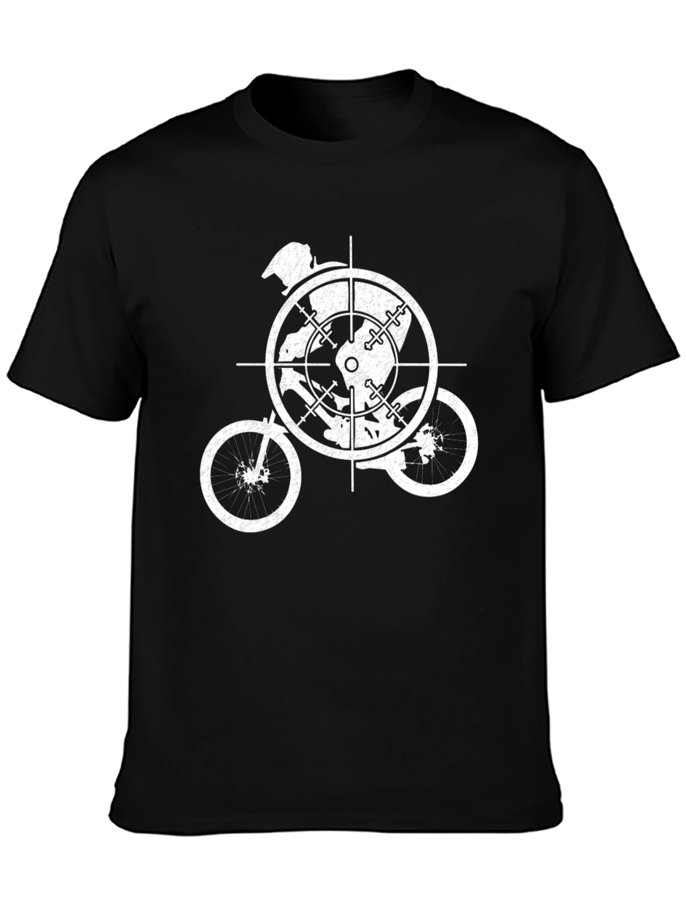Black Cyclist Target Graphic Tee - Black Cotton Blend view 3